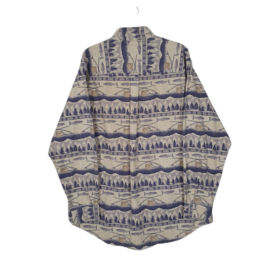 Mens Blue Woolrich Thick Flannel Fishing  Shirt