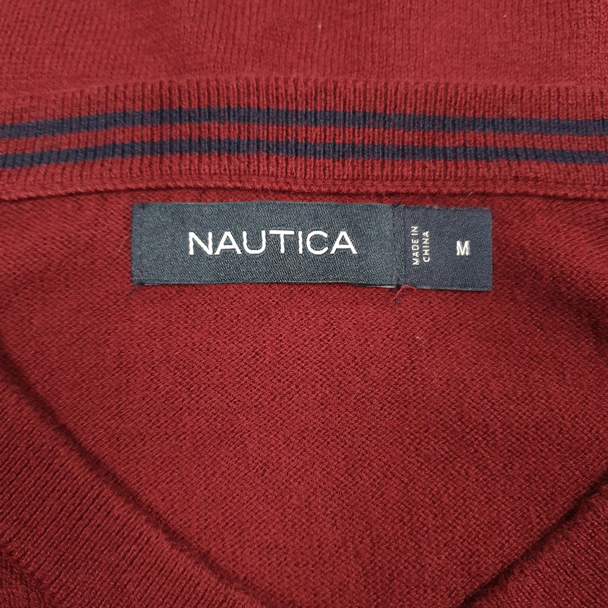 Mens Burgundy Nautica  V Neck Jumper