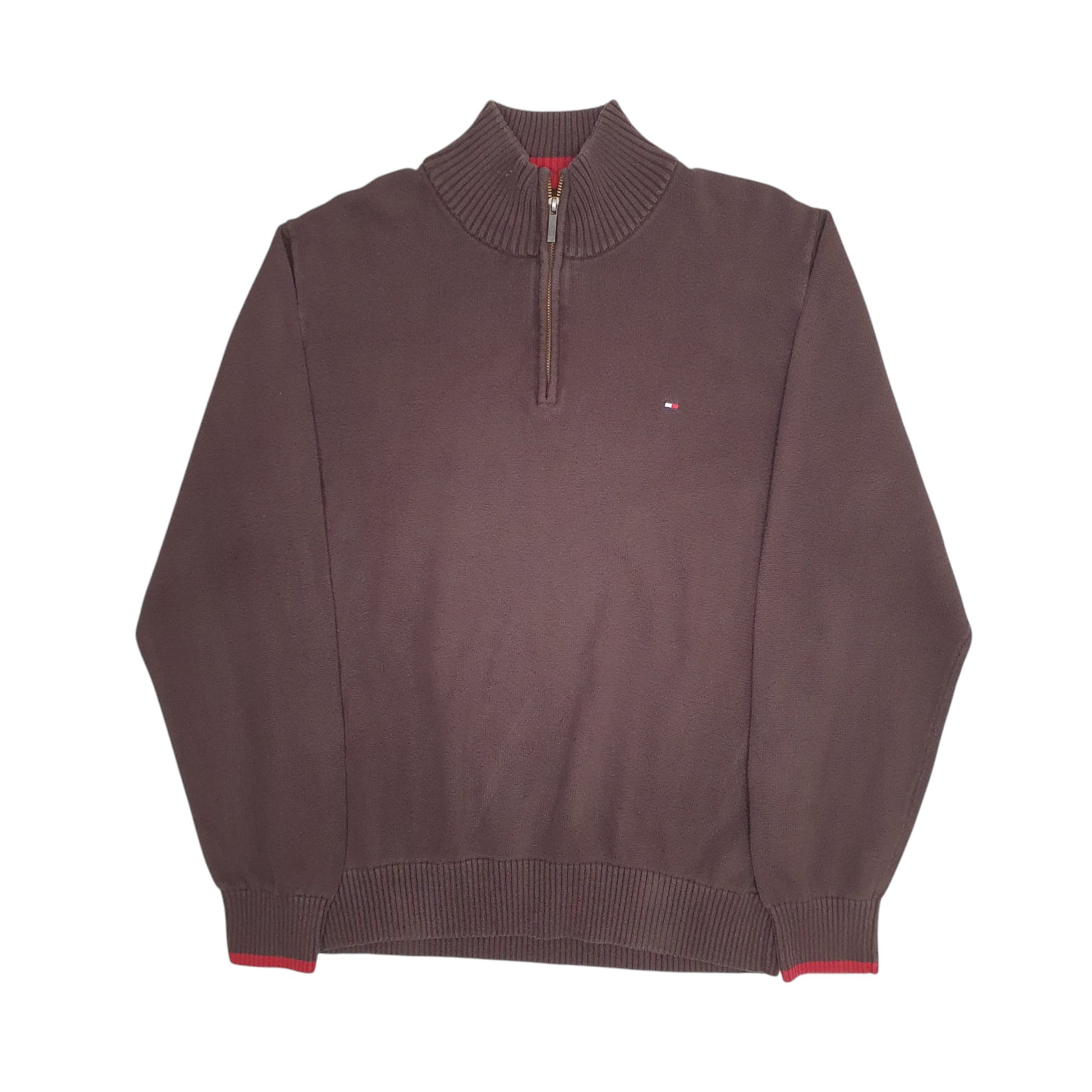 Mens Brown Tommy Hilfiger  Quarter Zip Jumper