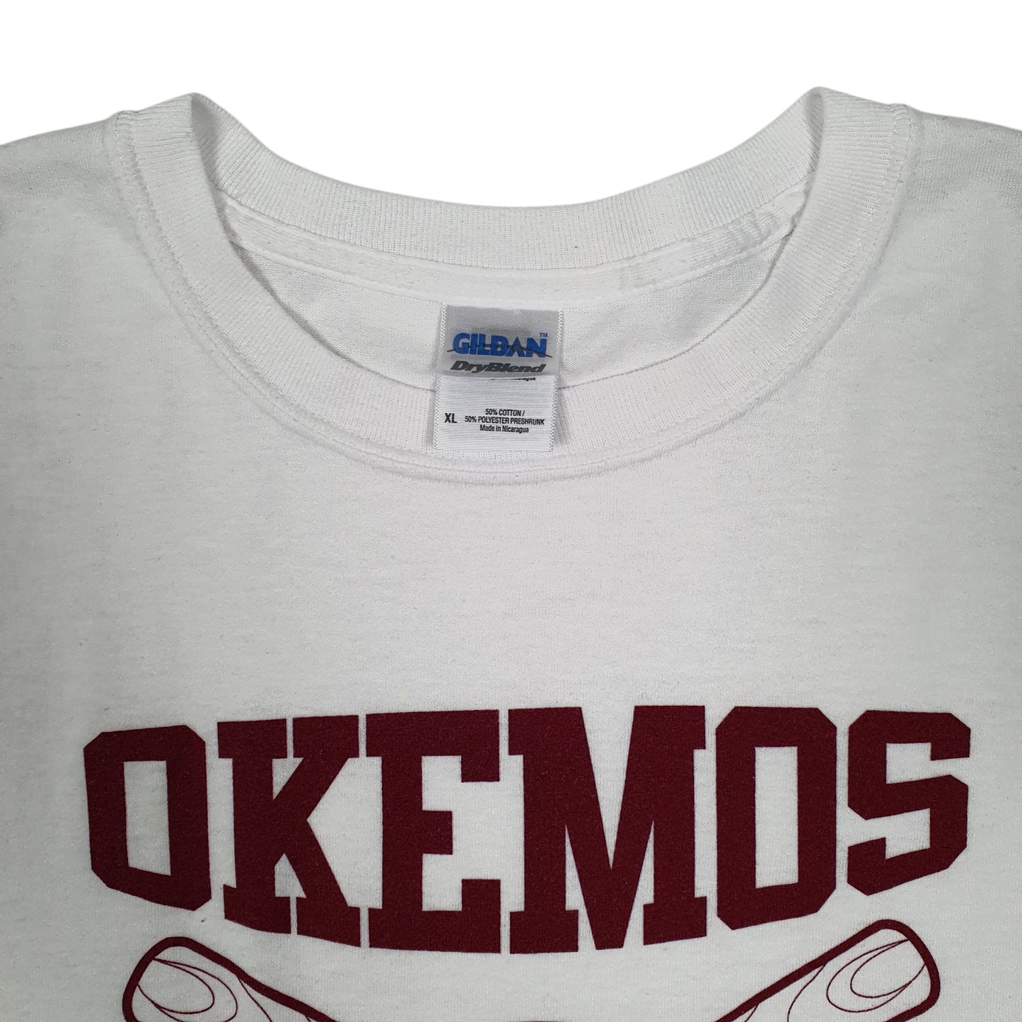 Womens White Gildan Okemos Baseball Hoodie T Shirt