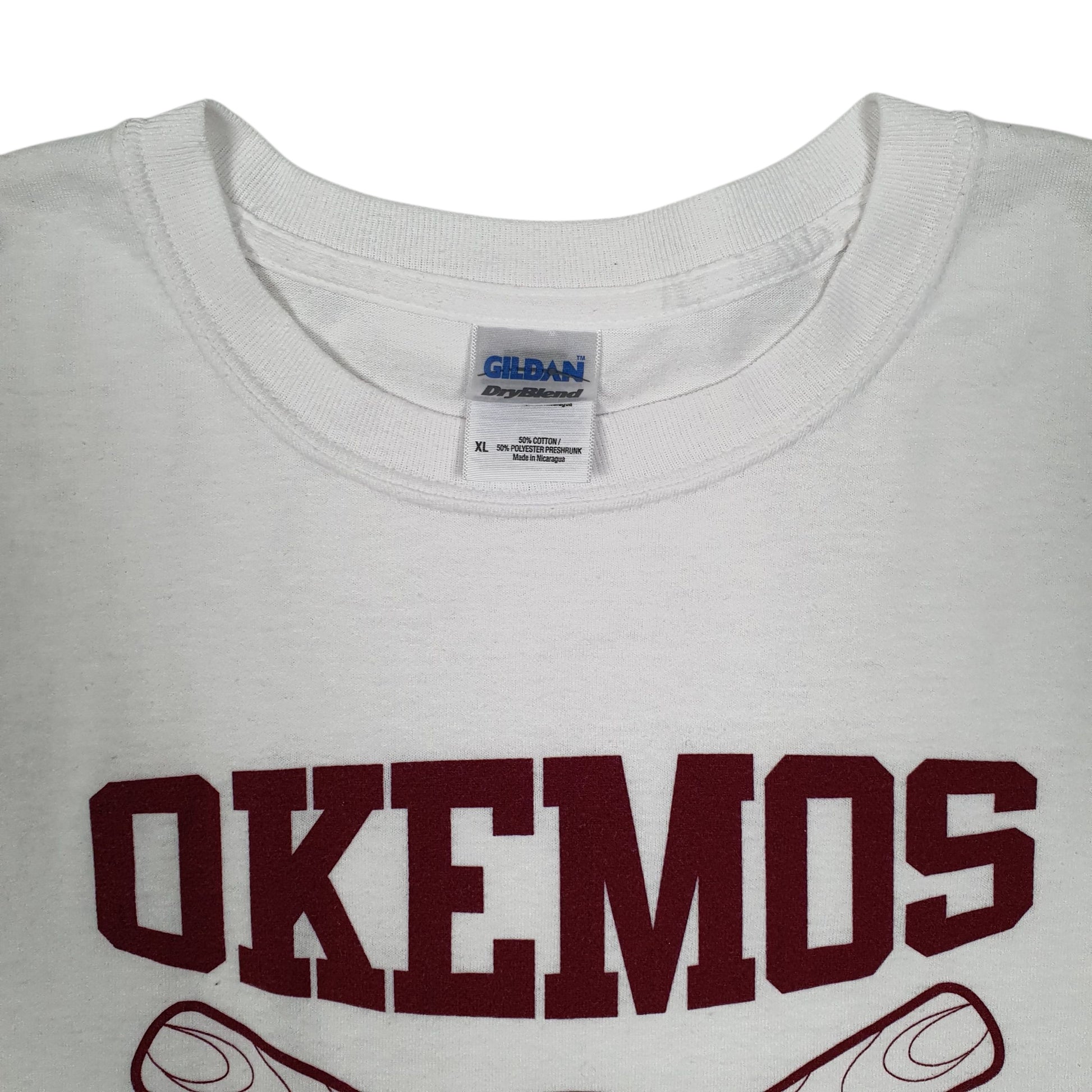 Womens White Gildan Okemos Baseball Hoodie T Shirt