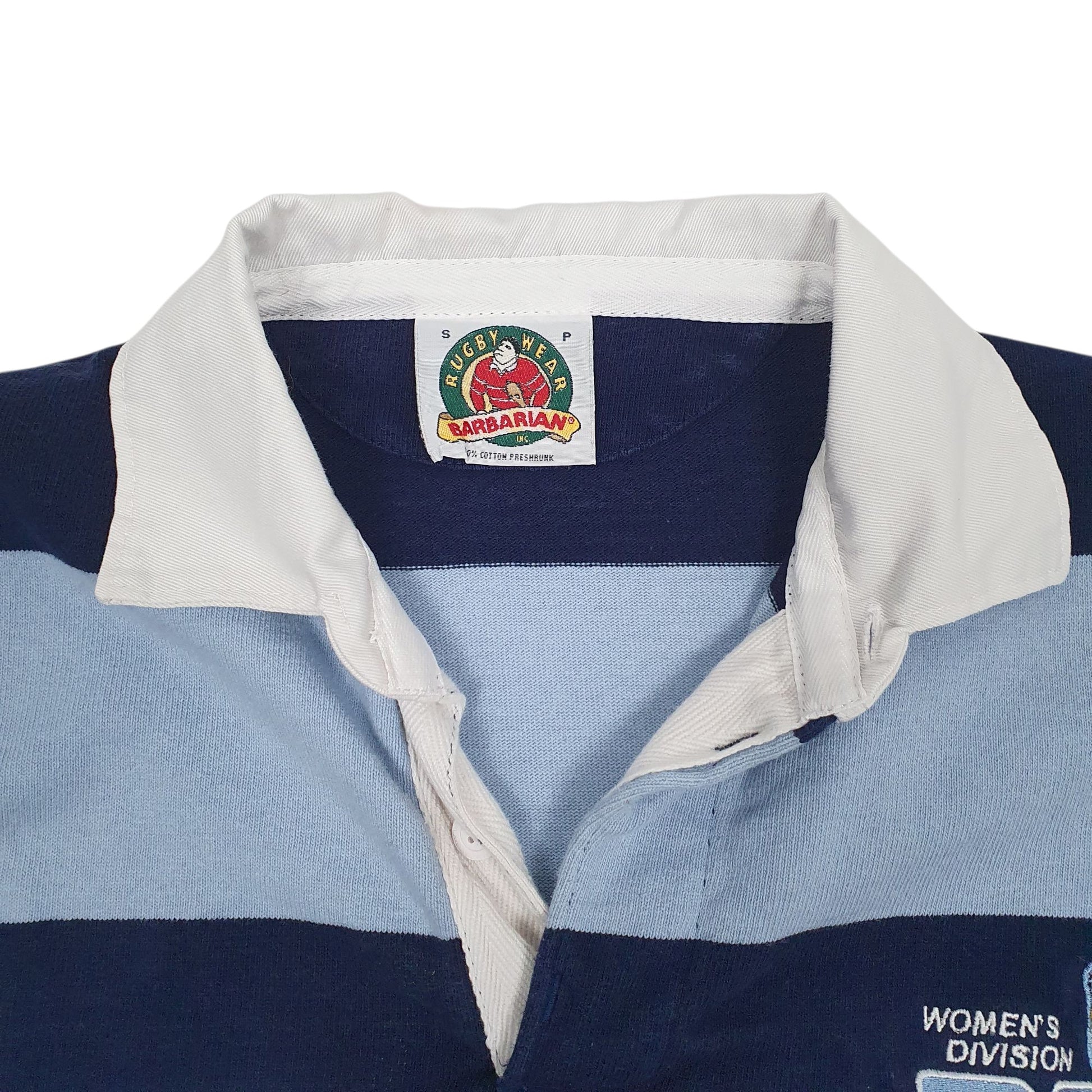 Mens Blue Barbarian Rugby Hoodie Polo Shirt