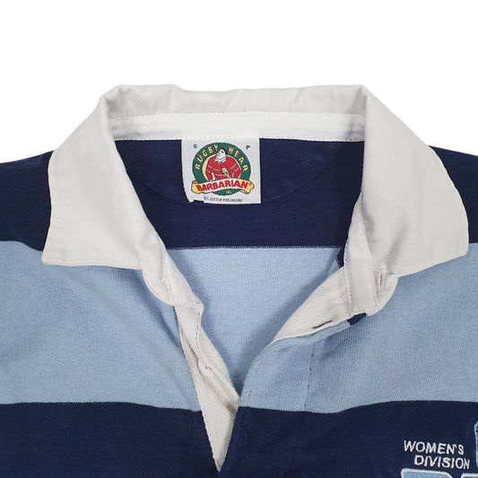 Mens Blue Barbarian Rugby Hoodie Polo Shirt