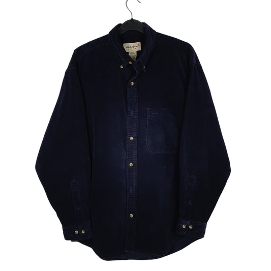 Mens Navy Eddie Bauer Corduroy Vintage 90s 00s Long Sleeve Shirt