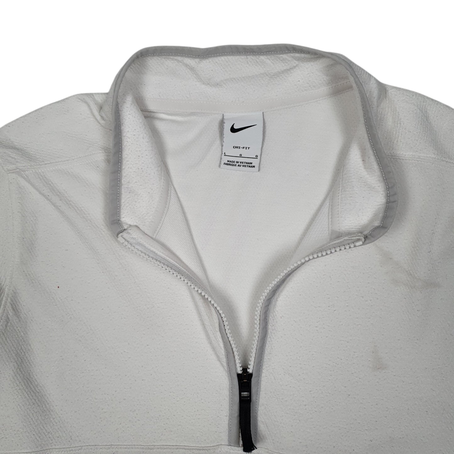 Mens White Nike Dri Fit Quarter Zip Jumper