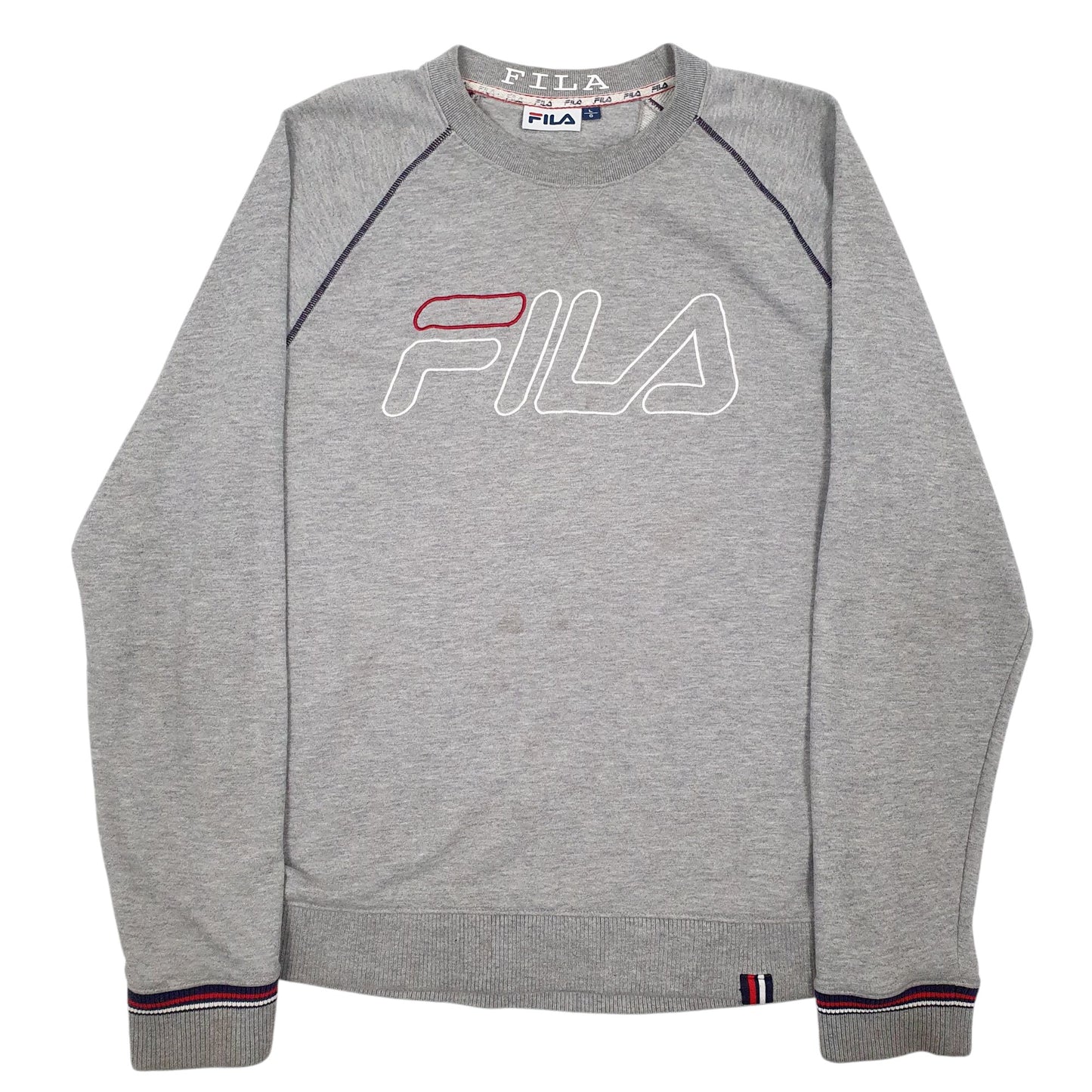 Mens Grey Fila Spellout Crewneck Jumper