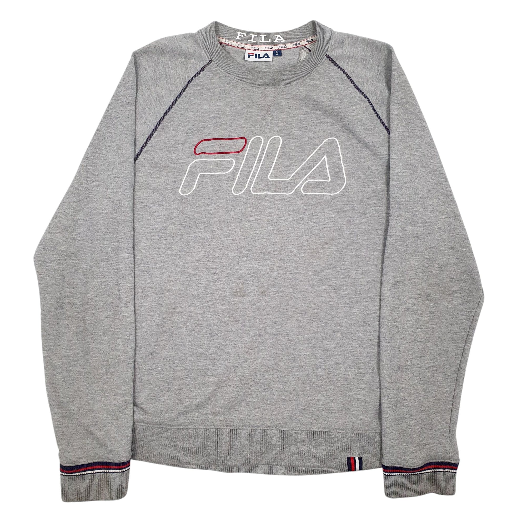 Mens Grey Fila Spellout Crewneck Jumper