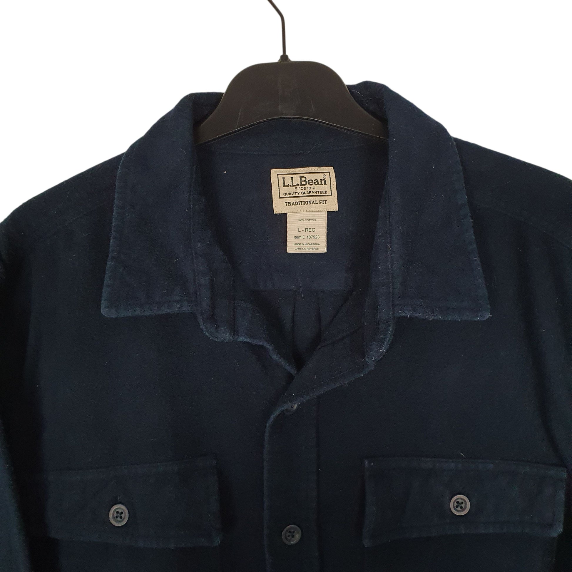 Mens Navy L.L.Bean Thick Chamois  Shirt