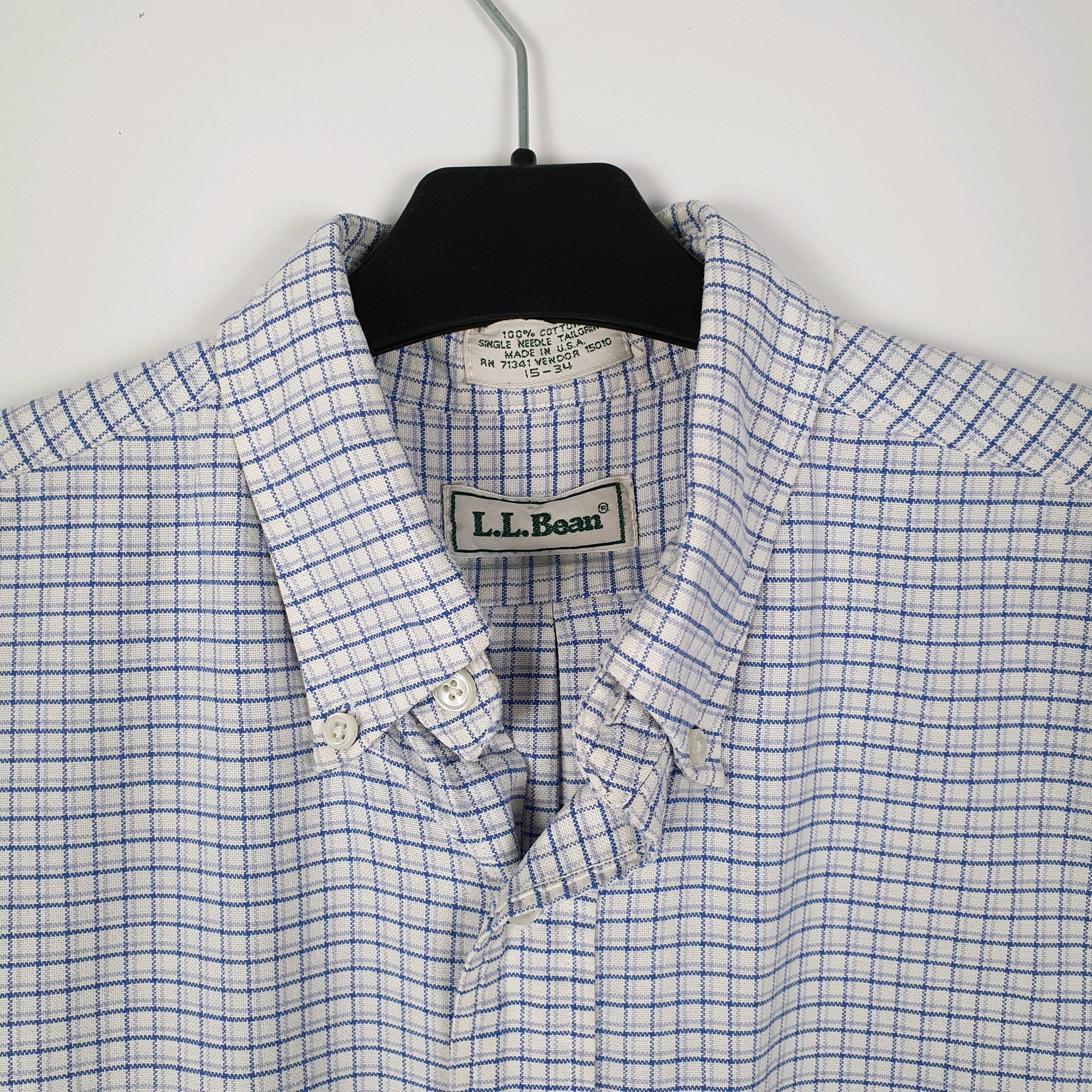 Mens Blue L.L.Bean Vintage 90s Made In USA  Shirt