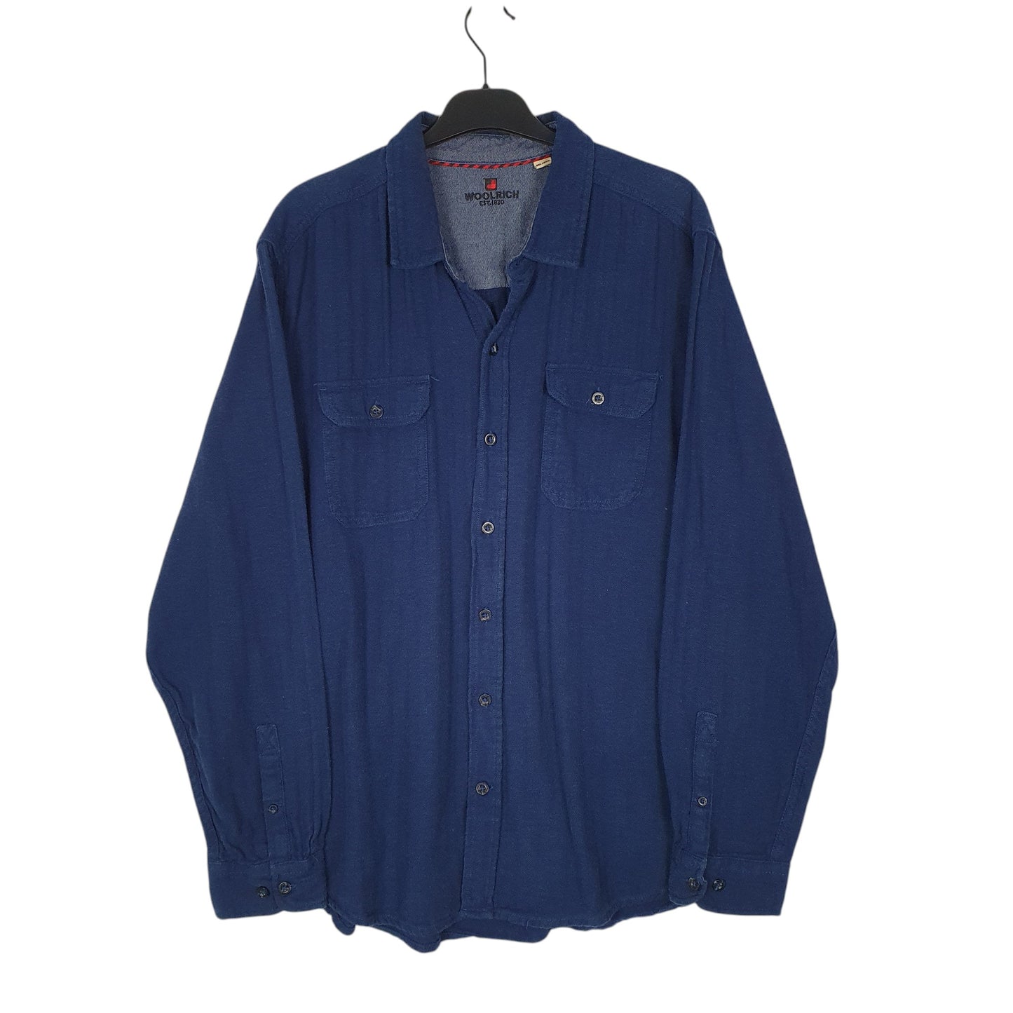 Mens Navy Woolrich Thick Flannel Long Sleeve Shirt