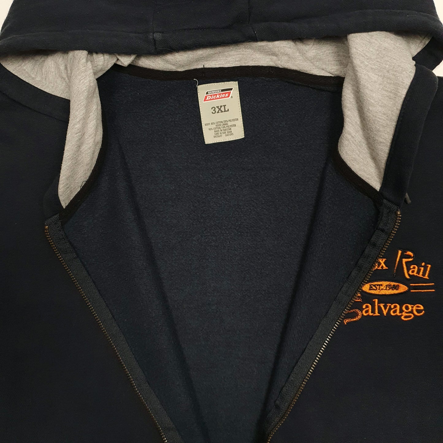 Mens Navy Dickies Hoodie Full Zip Jumper