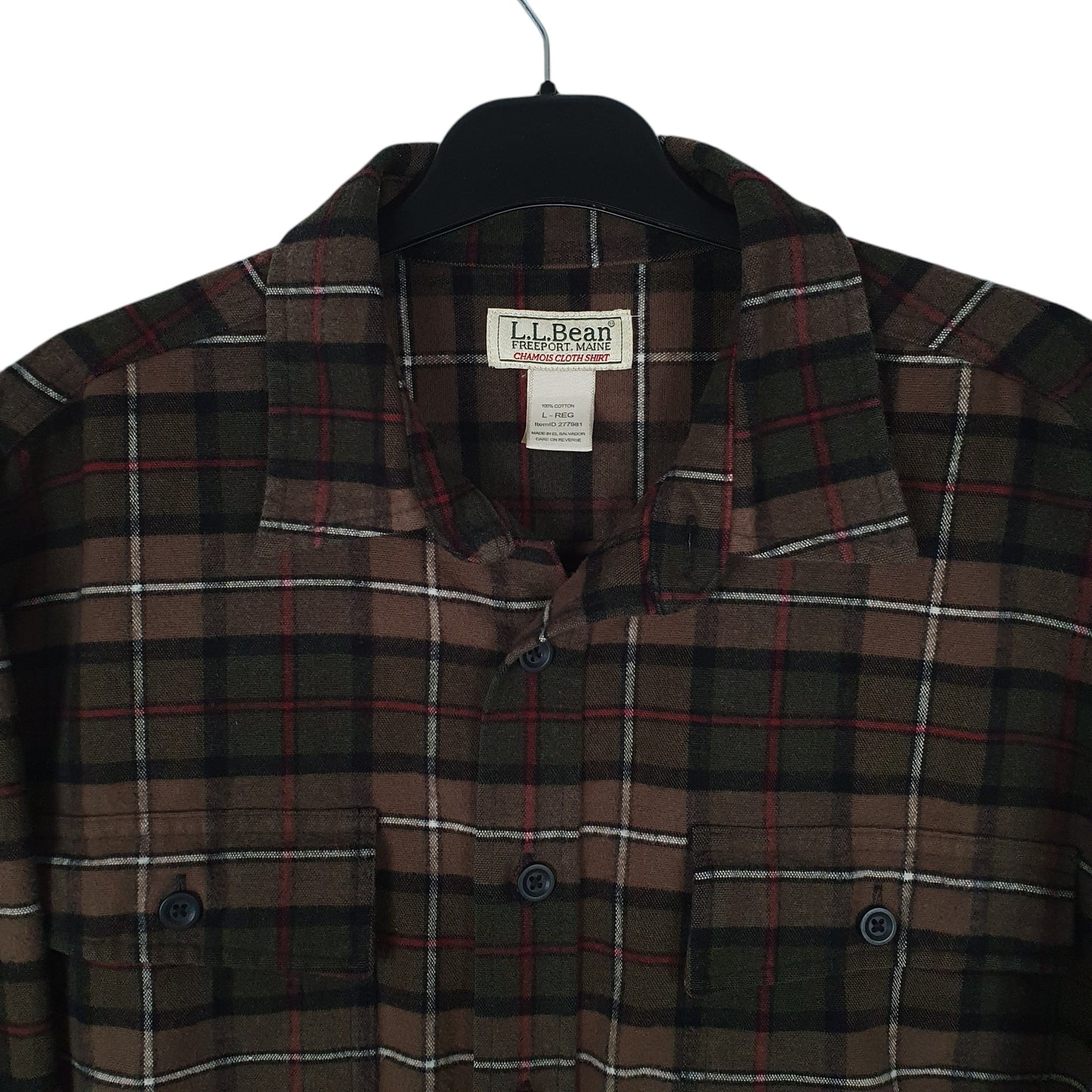 Mens Brown L.L.Bean Chamois Thick Flannel Plaid  Shirt
