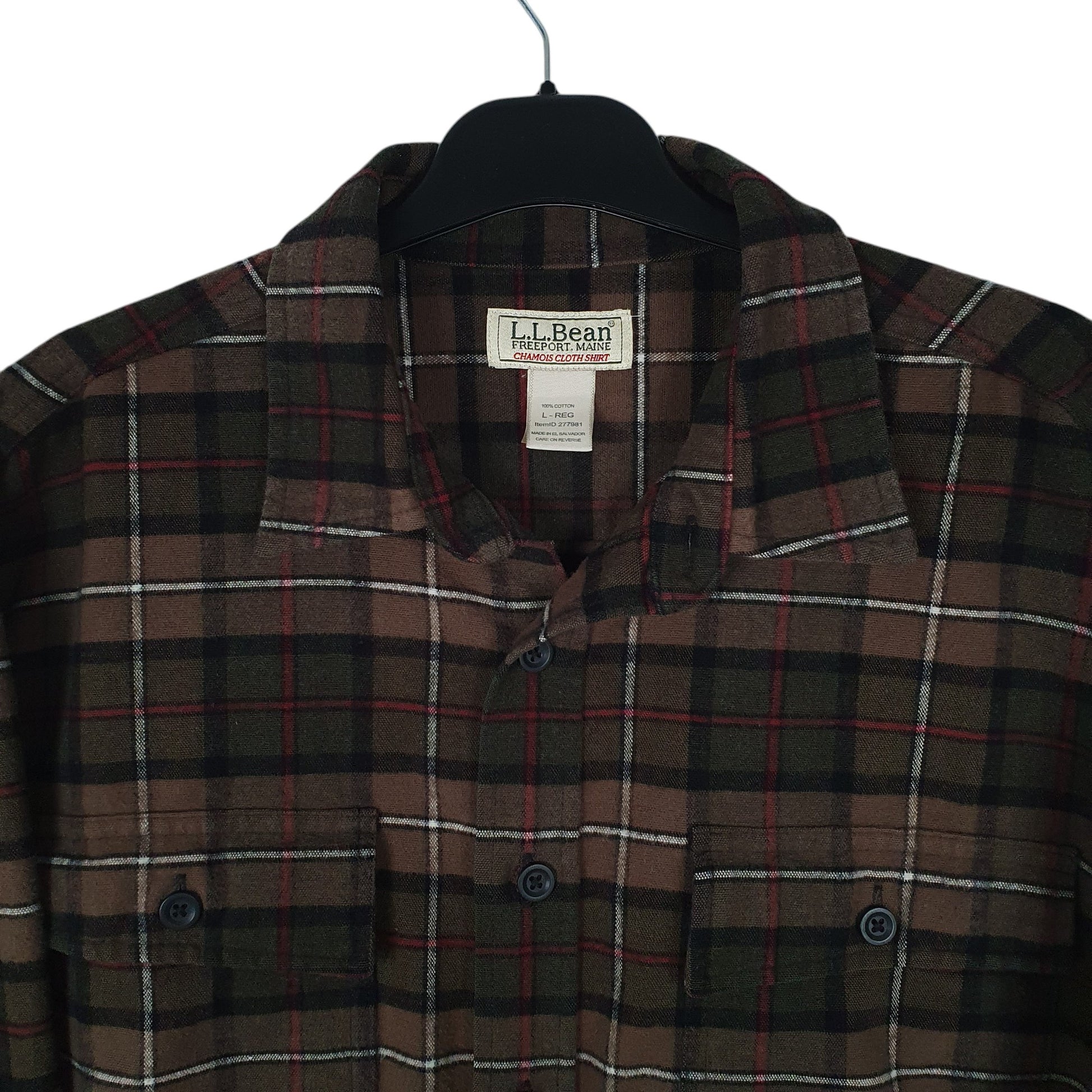 Mens Brown L.L.Bean Chamois Thick Flannel Plaid  Shirt