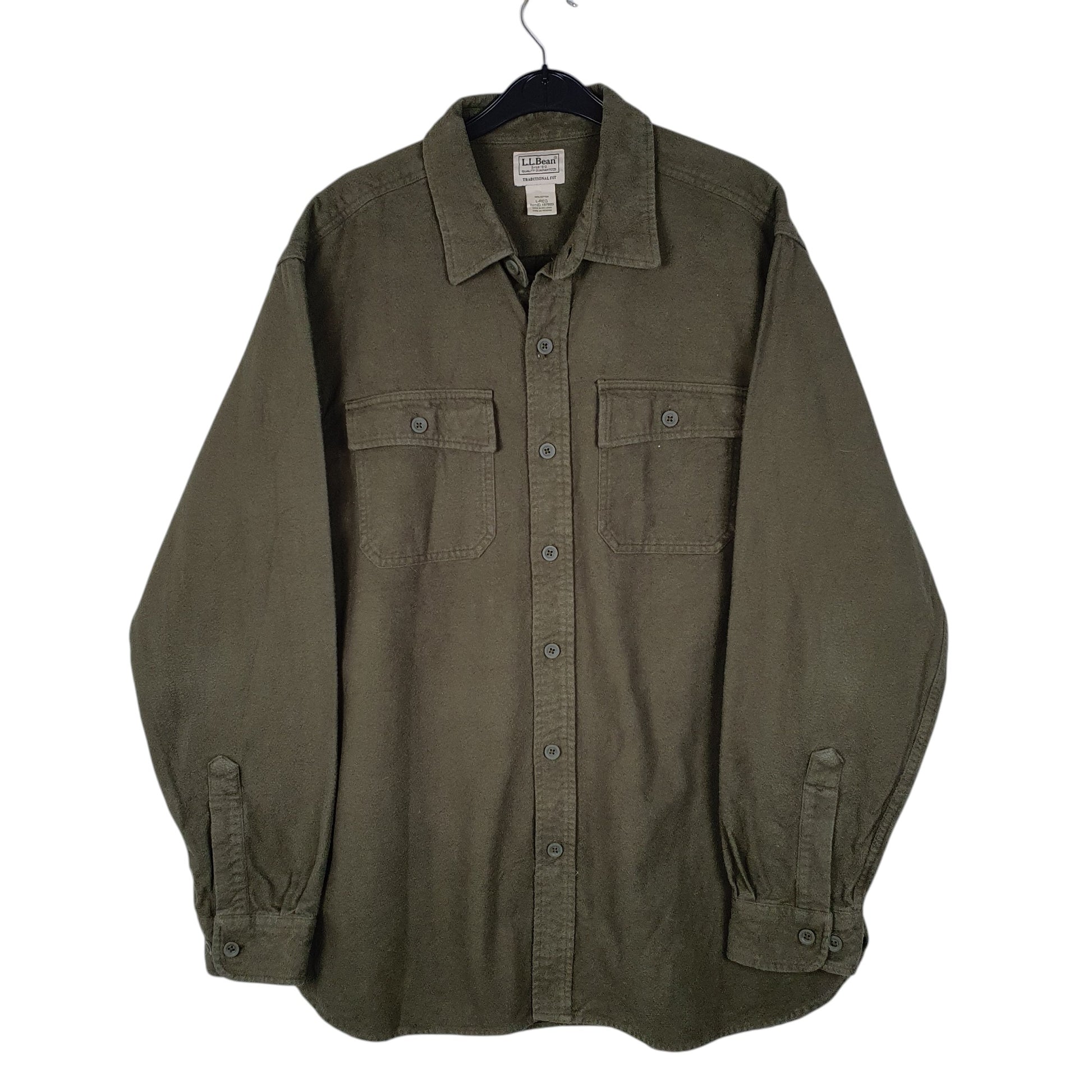 Mens Green L.L.Bean Chamois Long Sleeve Shirt