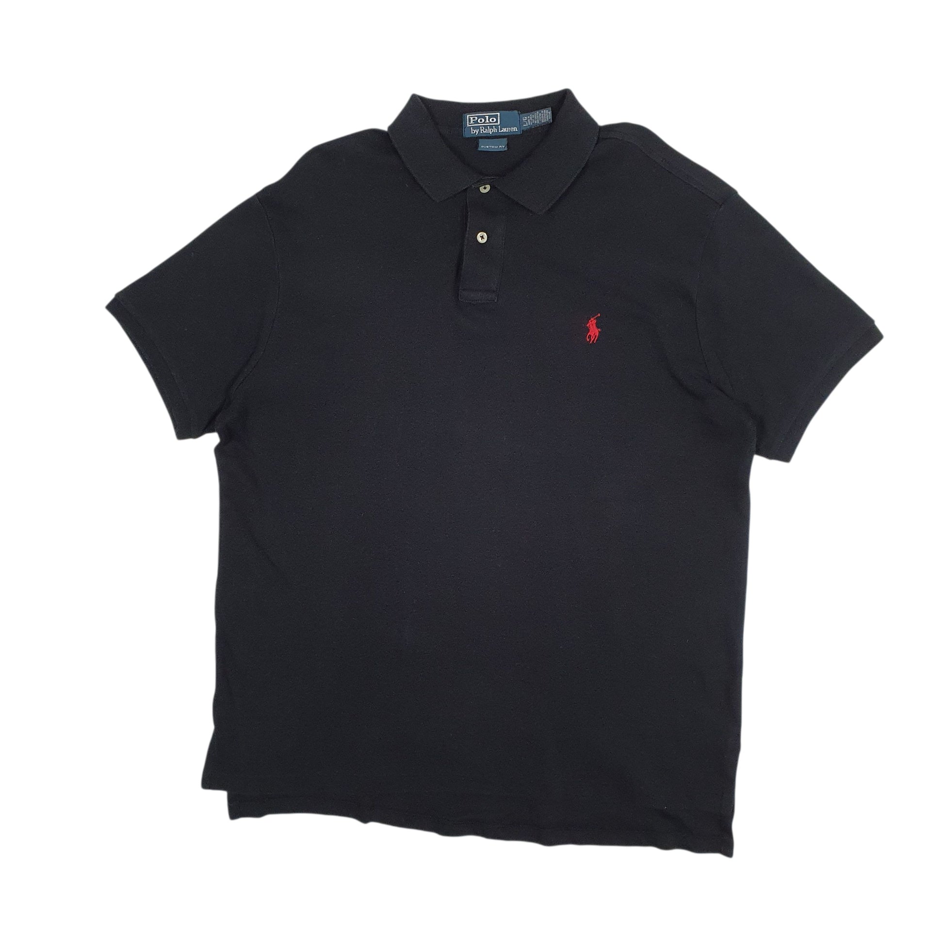 Mens Black Polo Ralph Lauren Custom Fit Short Sleeve Polo Shirt