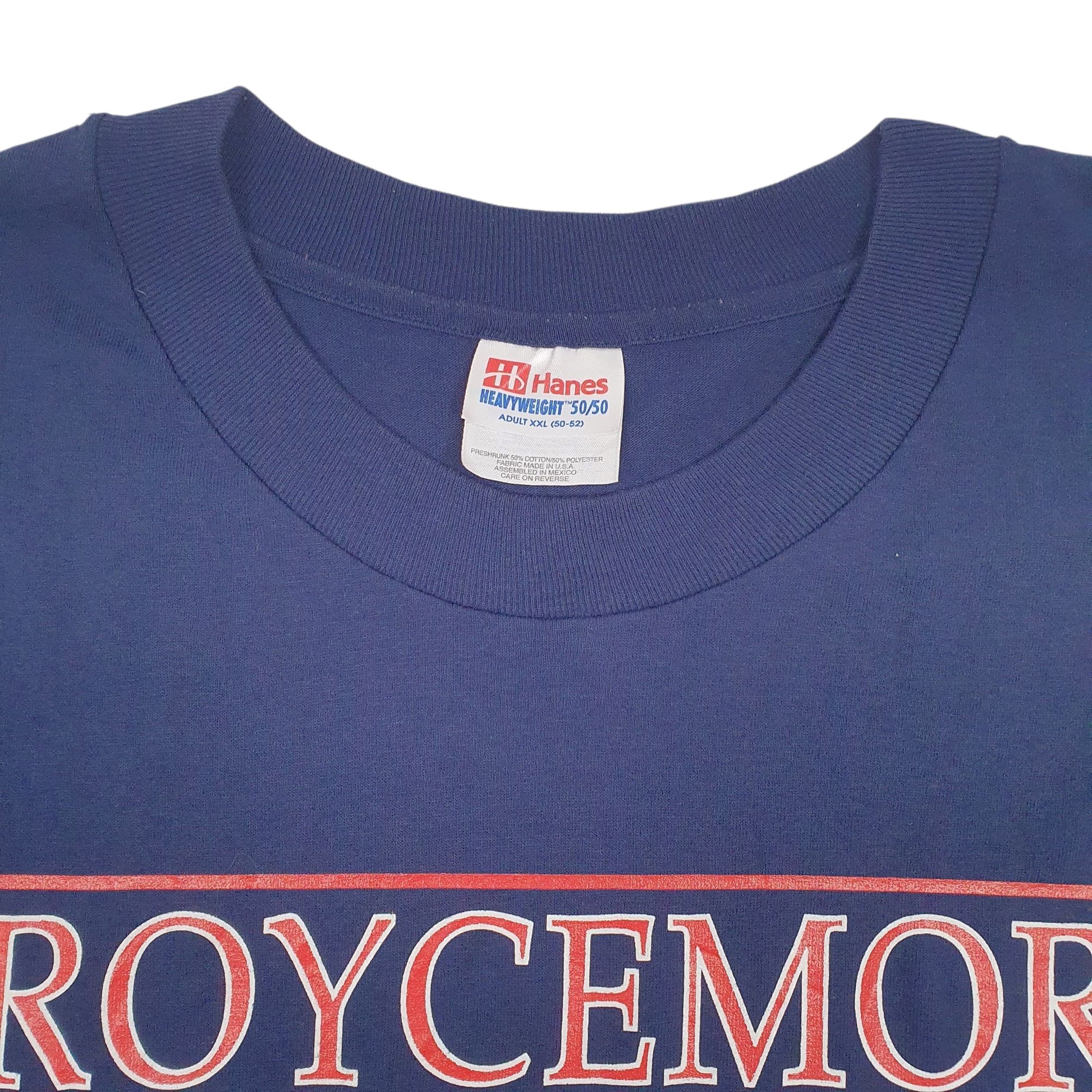 Mens Navy Hanes Single Stitch Vintage 90s  T Shirt