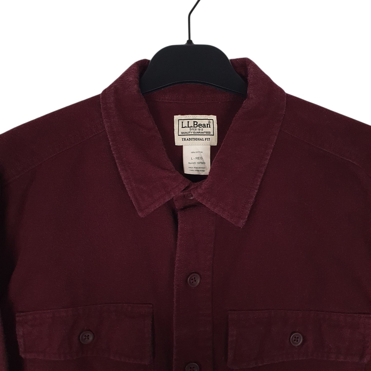 Mens Burgundy L.L.Bean Thick Chamois  Shirt