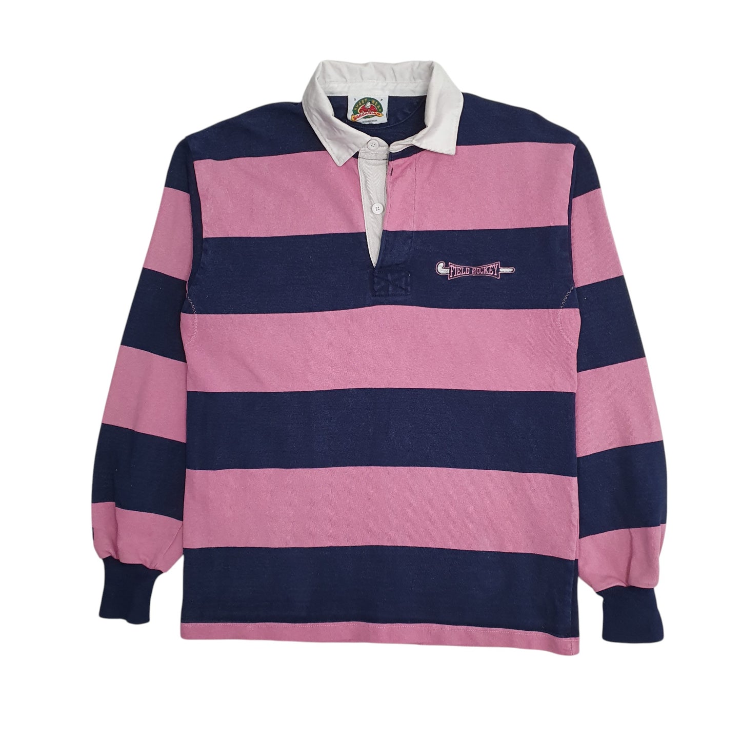Mens Pink Barbarian Rugby Field Hockey Long Sleeve Polo Shirt