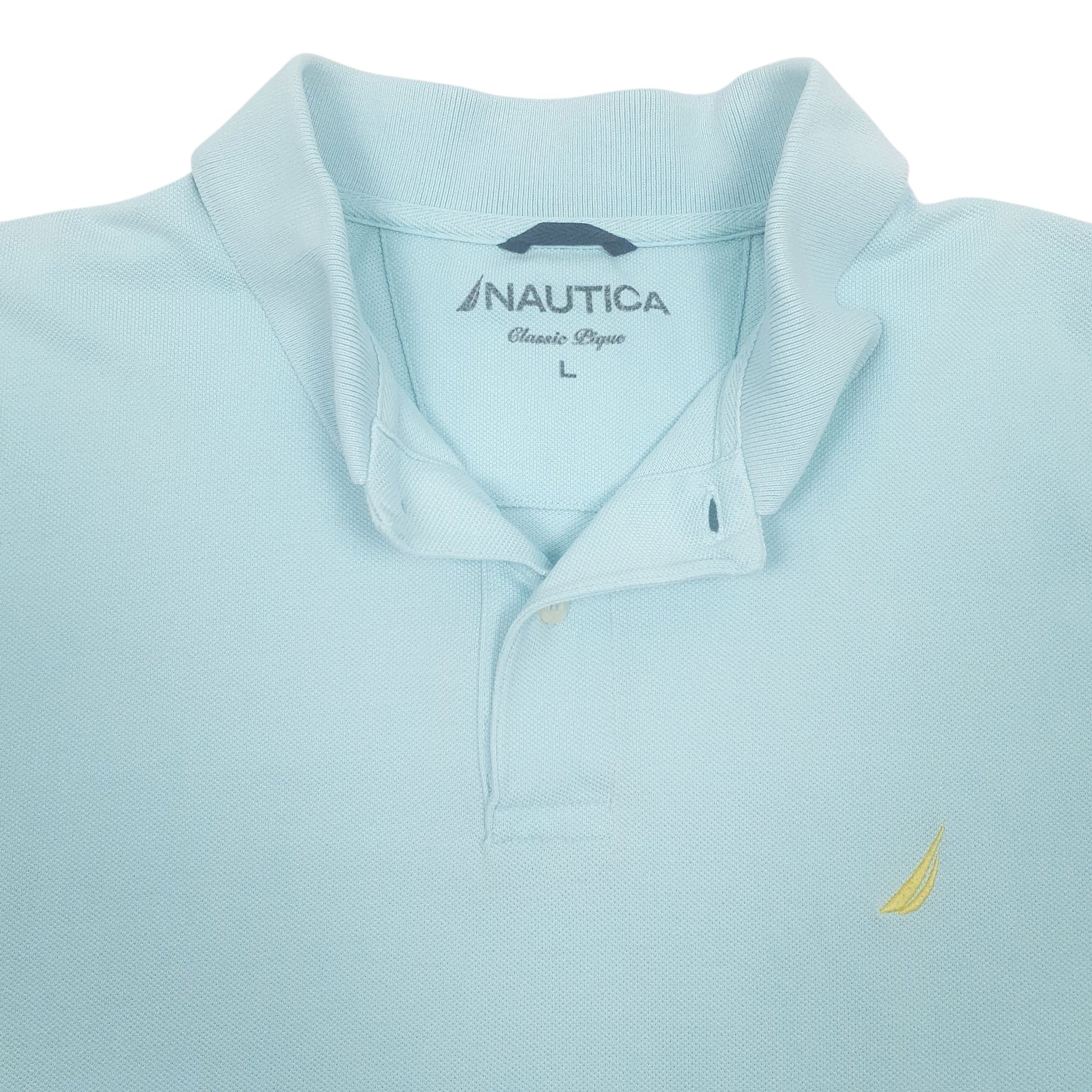 Mens Blue Nautica  Hoodie Polo Shirt