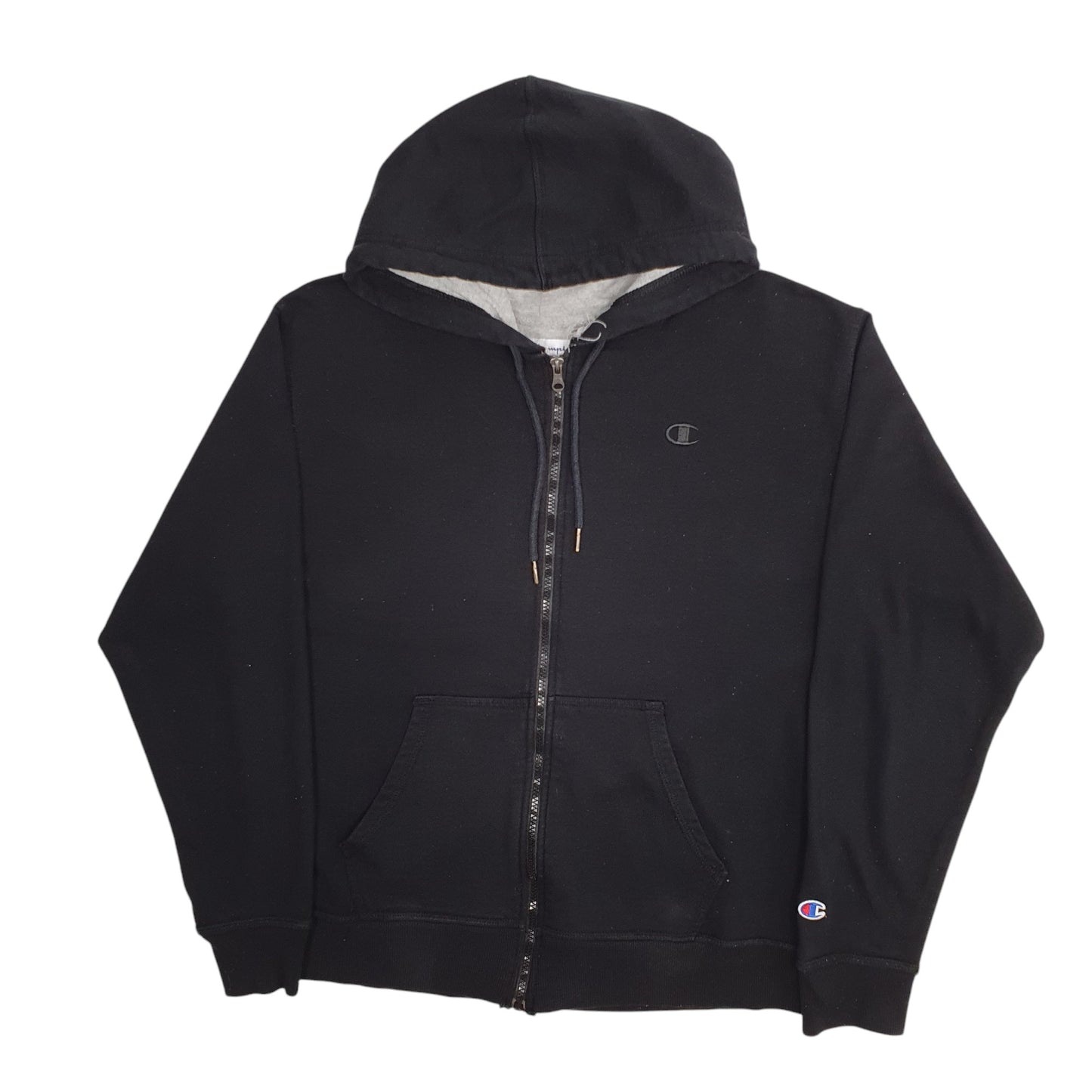 Mens Black Champion Hoodie Full Zip Jumper