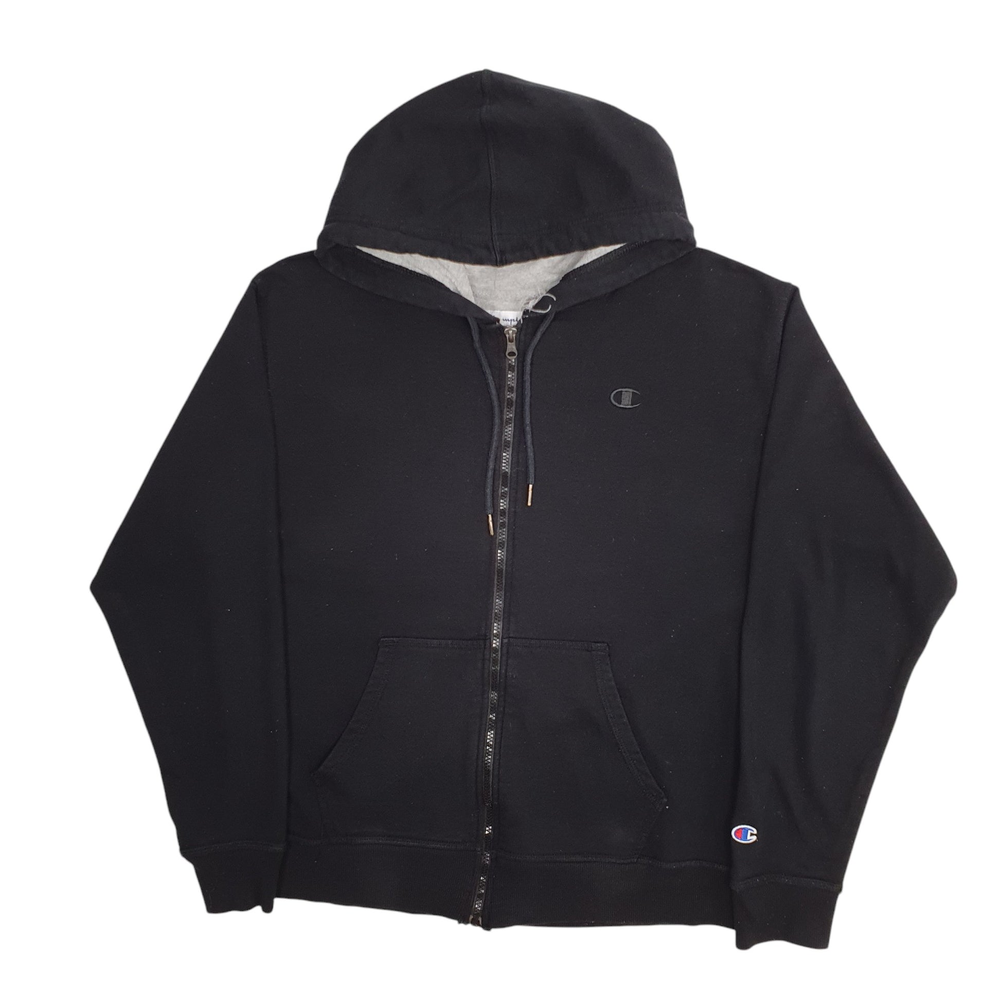 Mens Black Champion Hoodie Full Zip Jumper