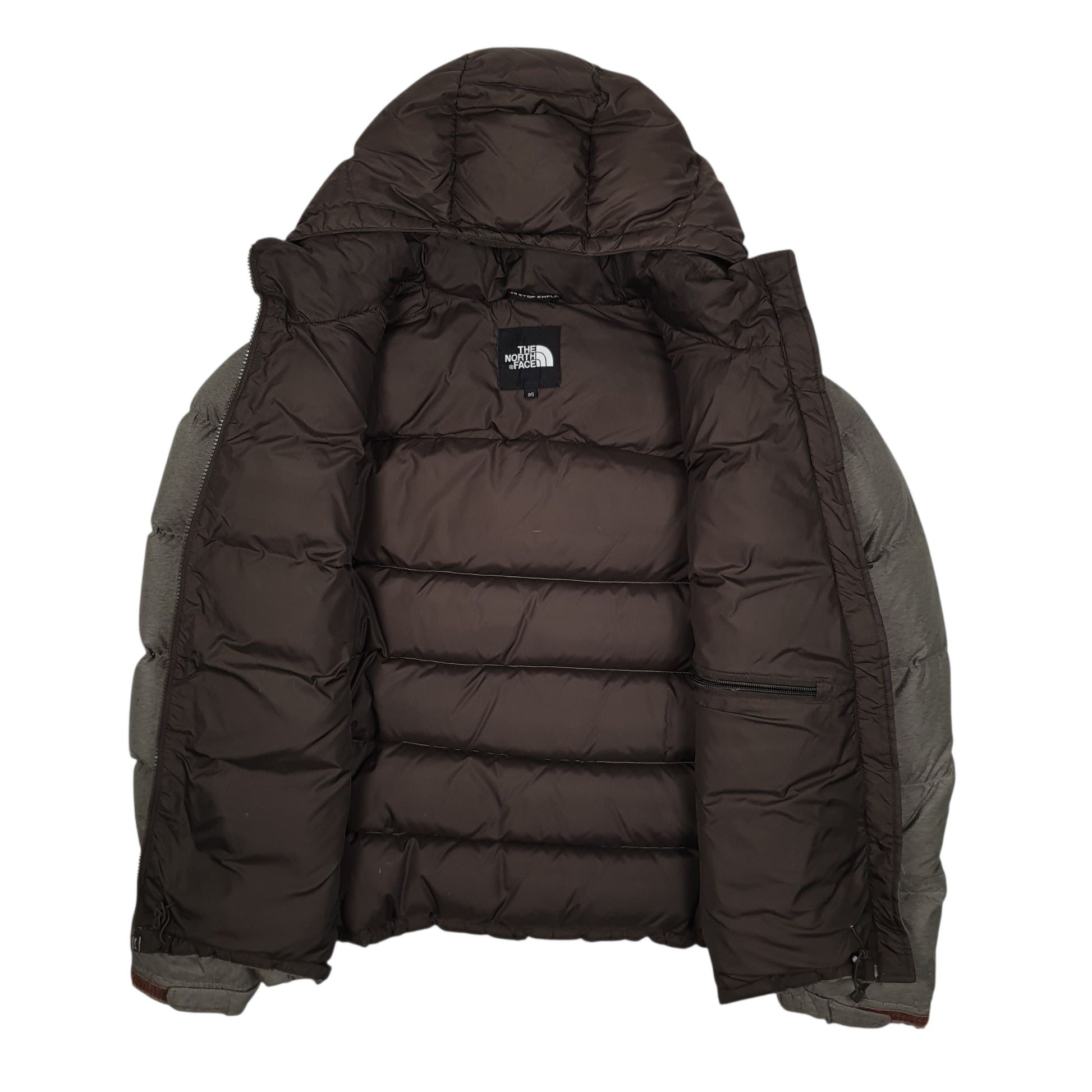 Mens Grey The North Face Nuptse Hooded  Coat