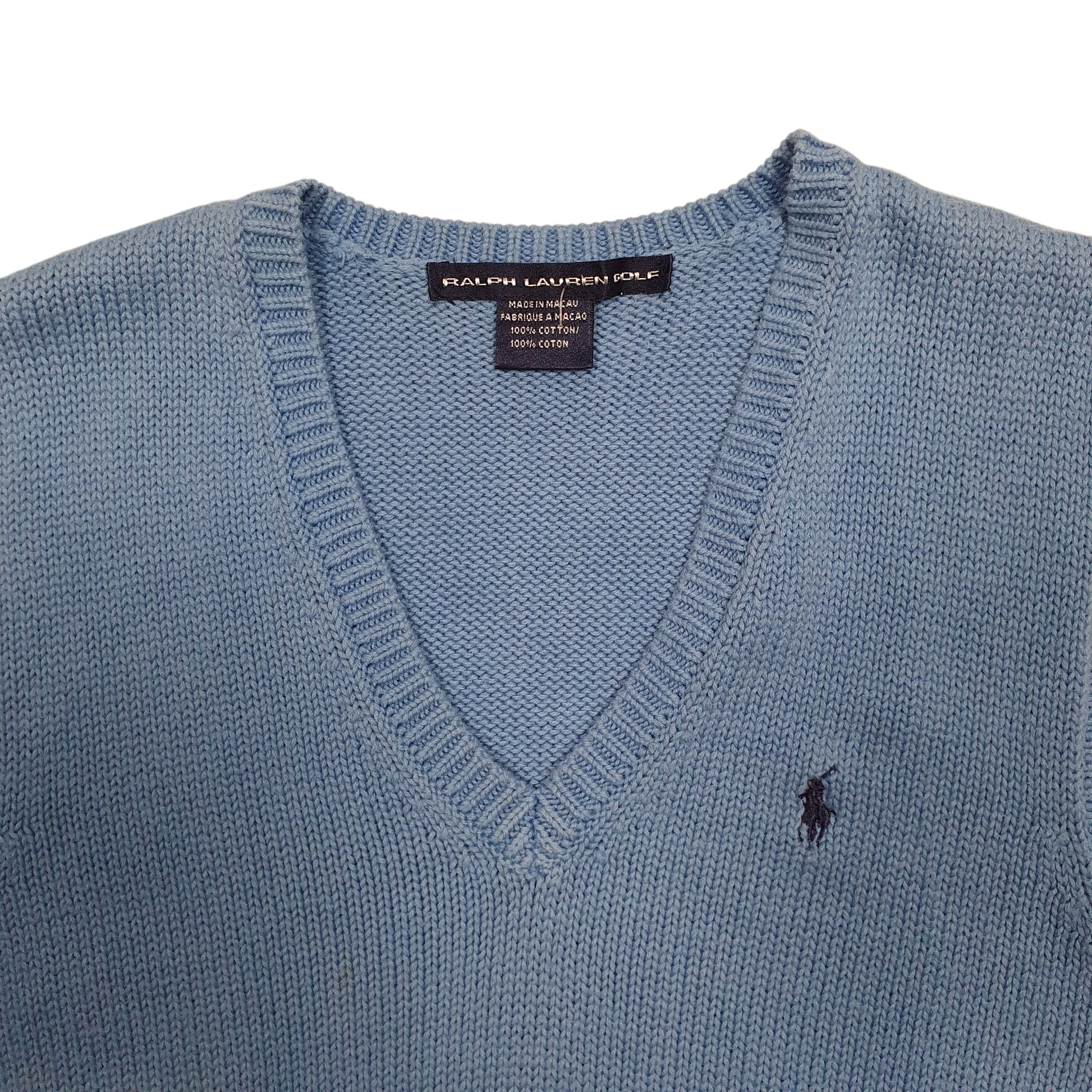 Womens Blue Ralph Lauren Golf Vintage 00s Vest V Neck Jumper