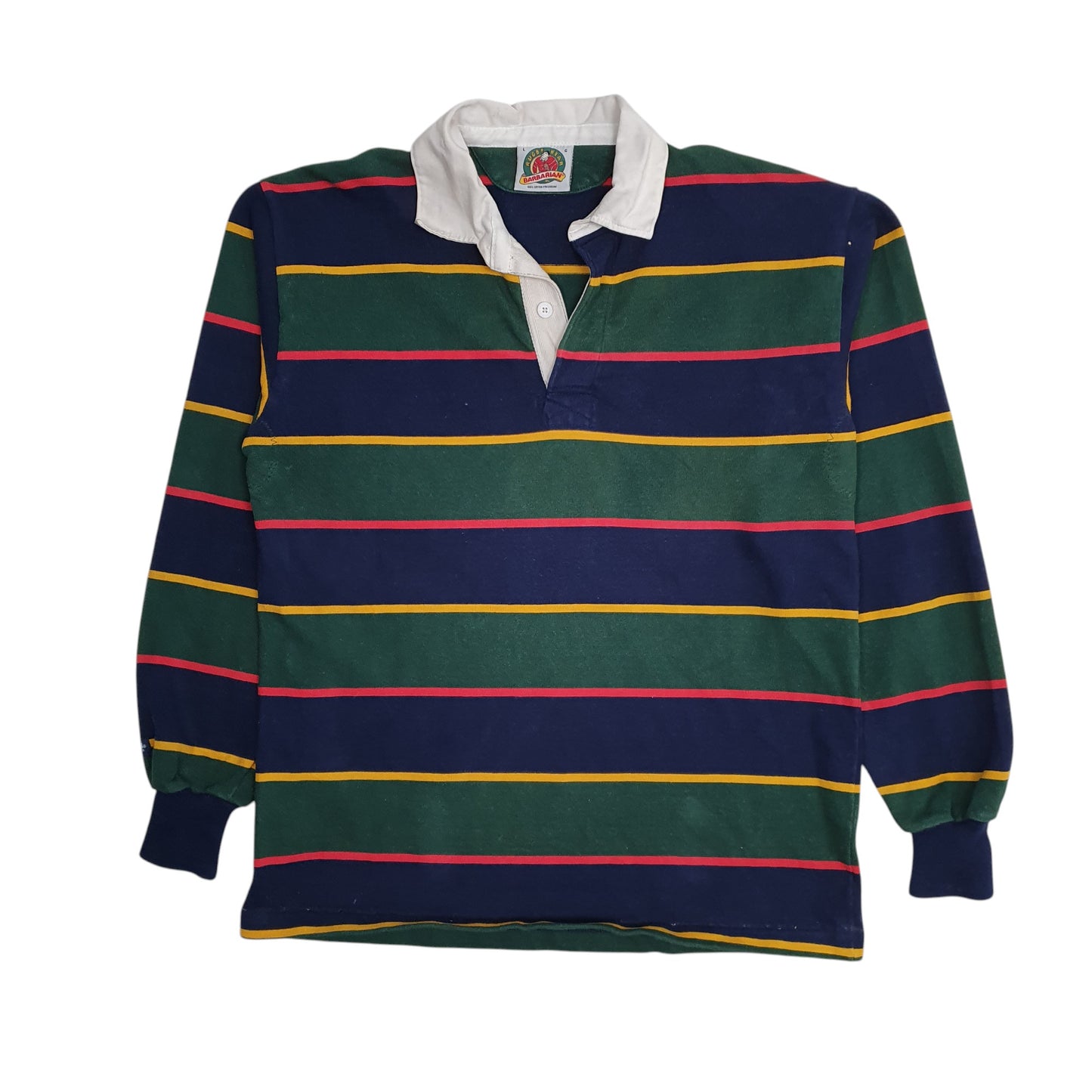 Mens Green Barbarian Rugby Long Sleeve Polo Shirt