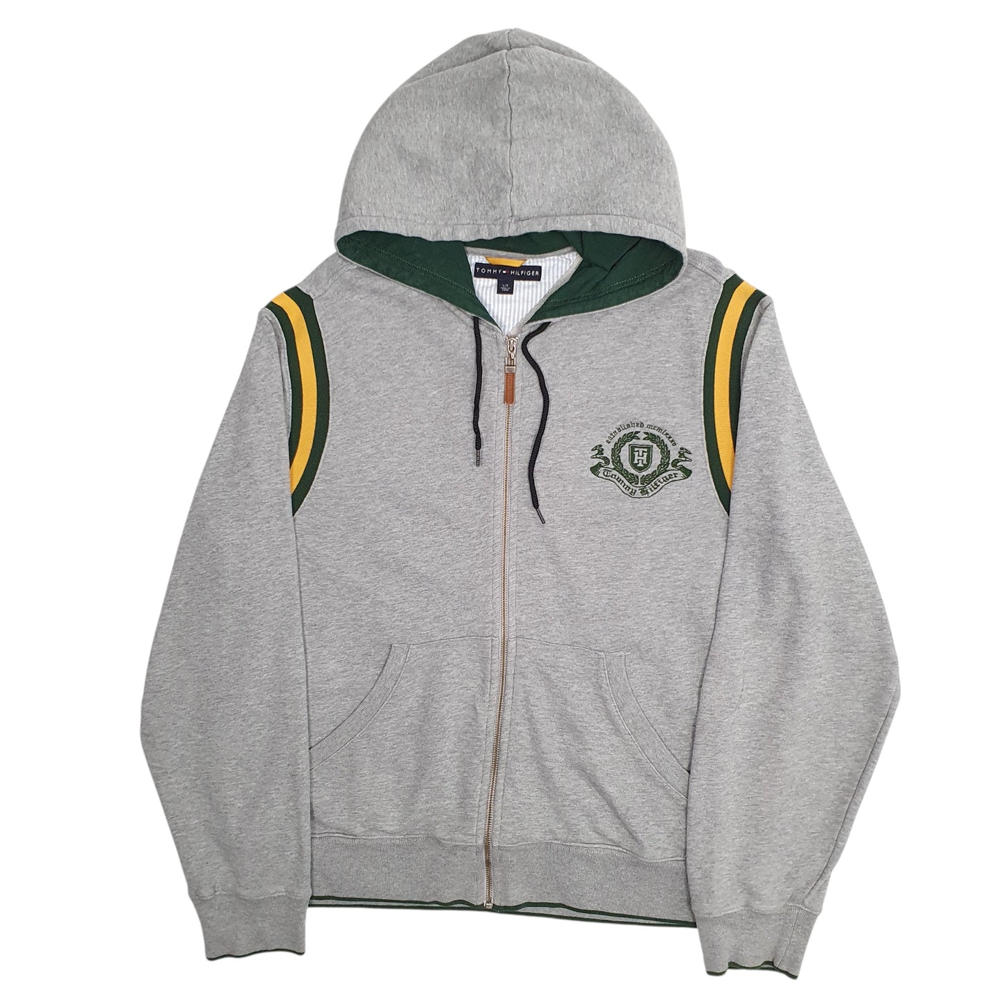 Mens Grey Tommy Hilfiger Hoodie University Full Zip Jumper