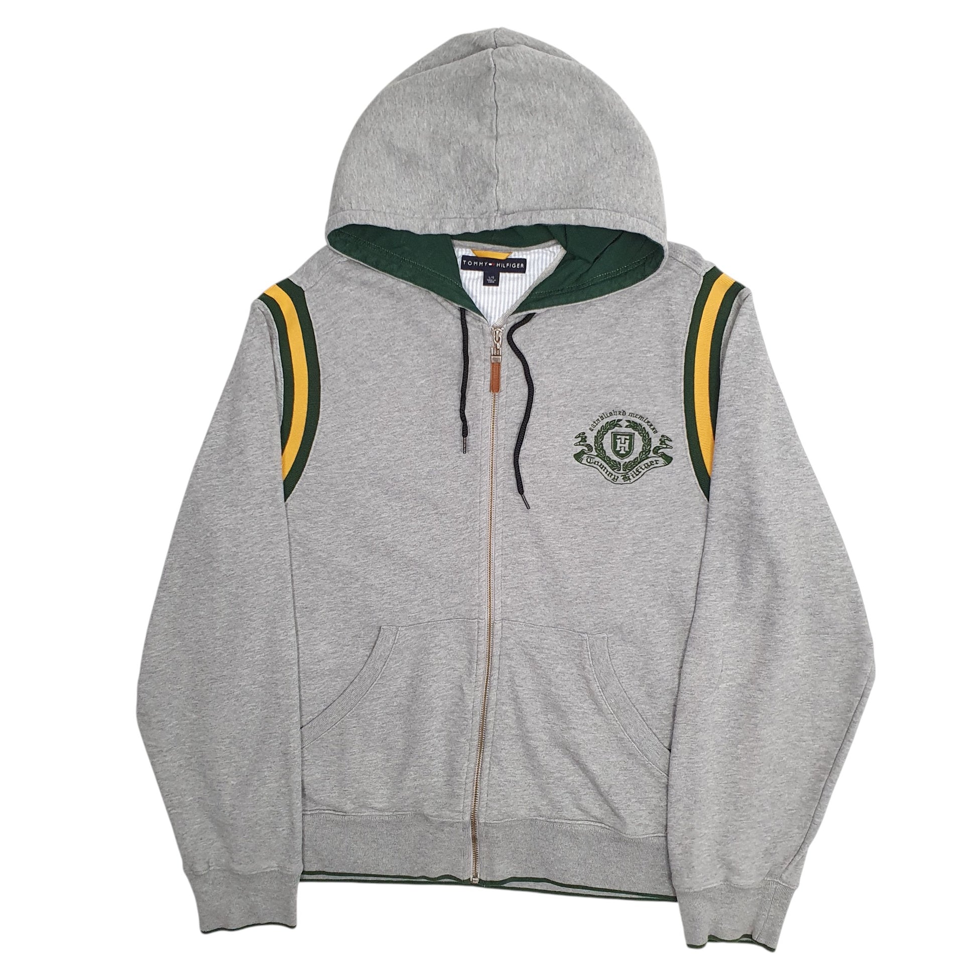 Mens Grey Tommy Hilfiger Hoodie University Full Zip Jumper