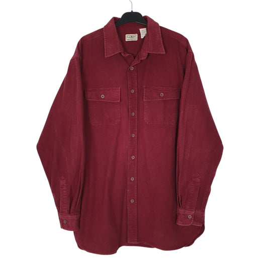 Mens Burgundy L.L.Bean Thick Chamois Tall Long Sleeve Shirt