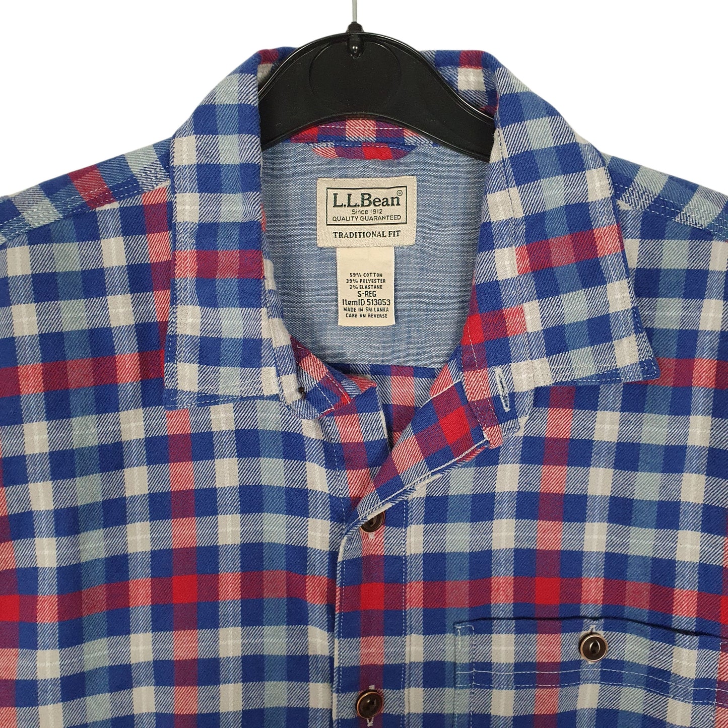Mens Blue L.L.Bean Scotch Plaid Flannel  Shirt