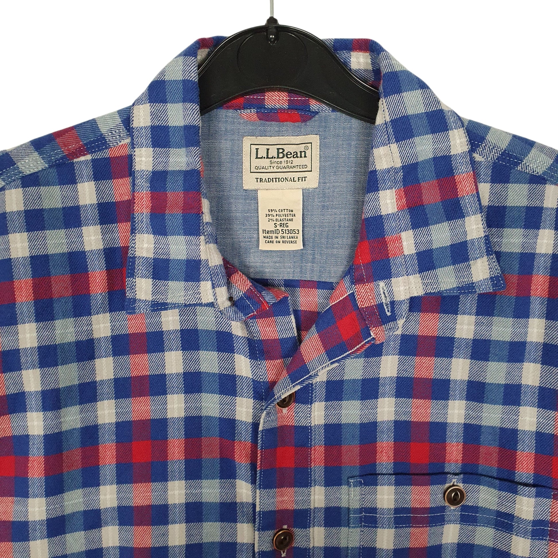 Mens Blue L.L.Bean Scotch Plaid Flannel  Shirt