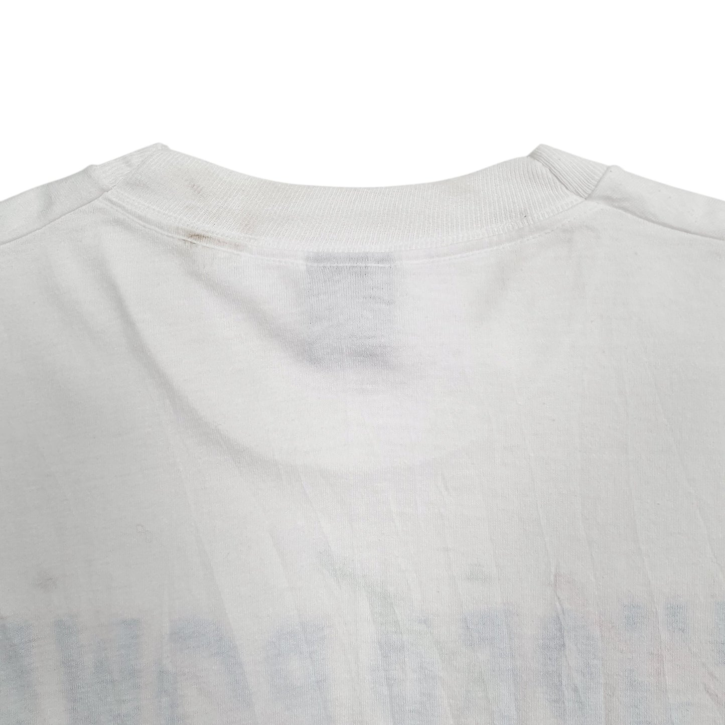 Mens White Screen Stars Single Stitch 1989 Superbowl NFL 49ers Broncos  T Shirt