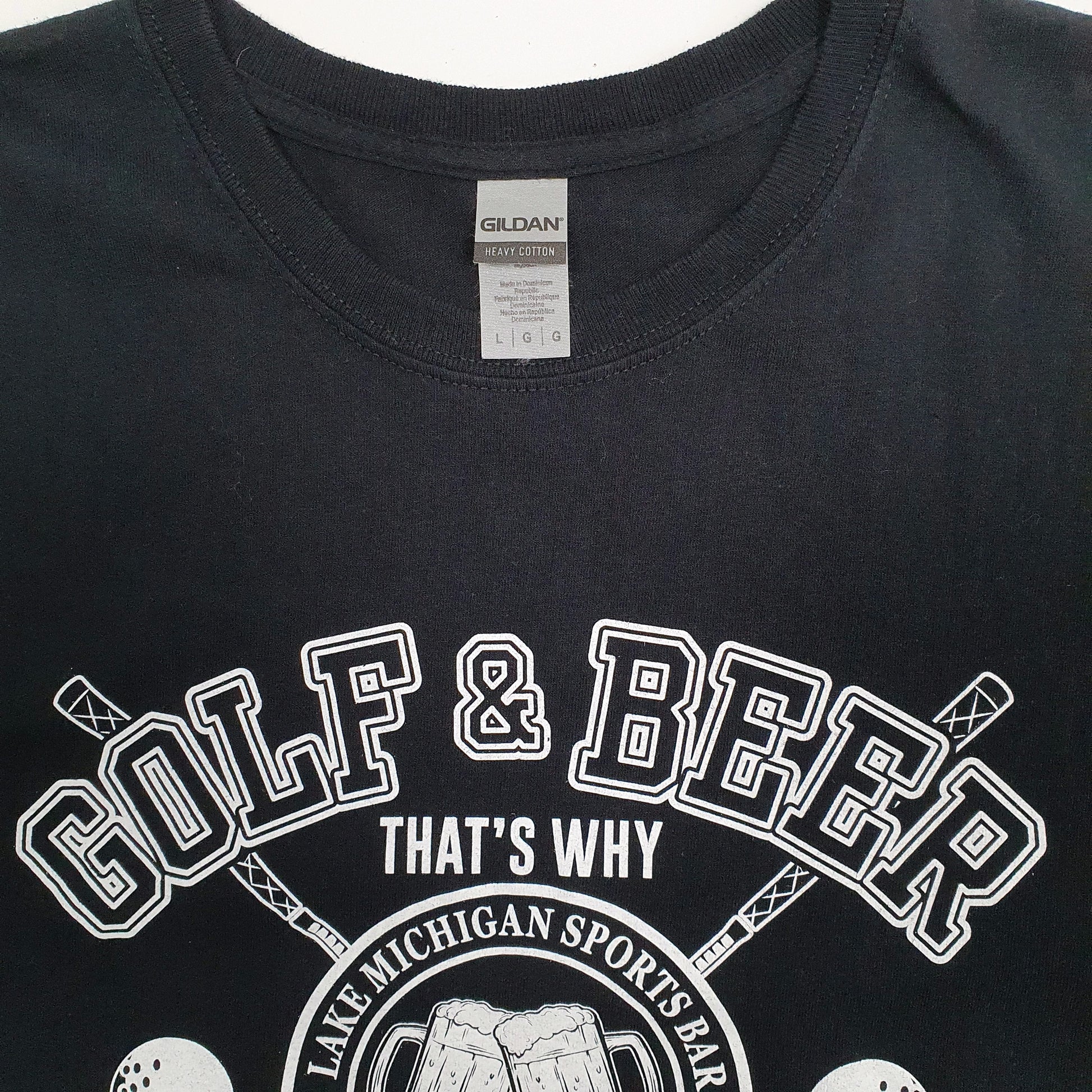 Mens Black Gildan Golf & Beer  T Shirt