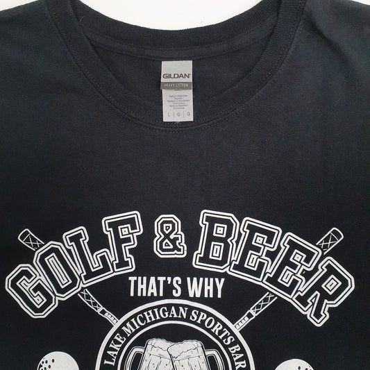 Mens Black Gildan Golf & Beer  T Shirt
