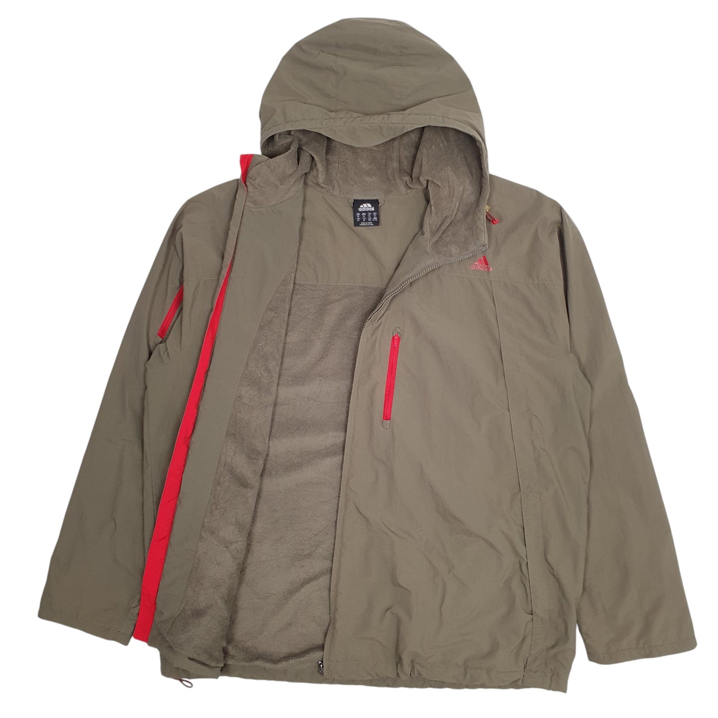 Mens Khaki Adidas Fleece Lined  Coat