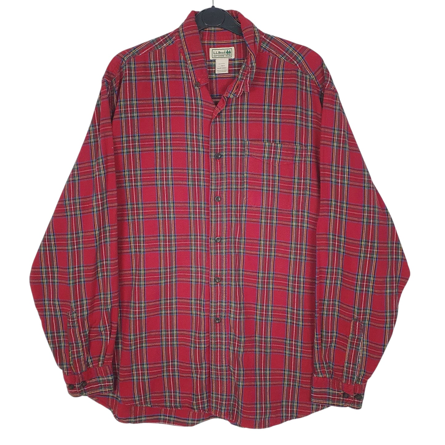 Mens Red L.L.Bean Plaid Flannel Long Sleeve Shirt