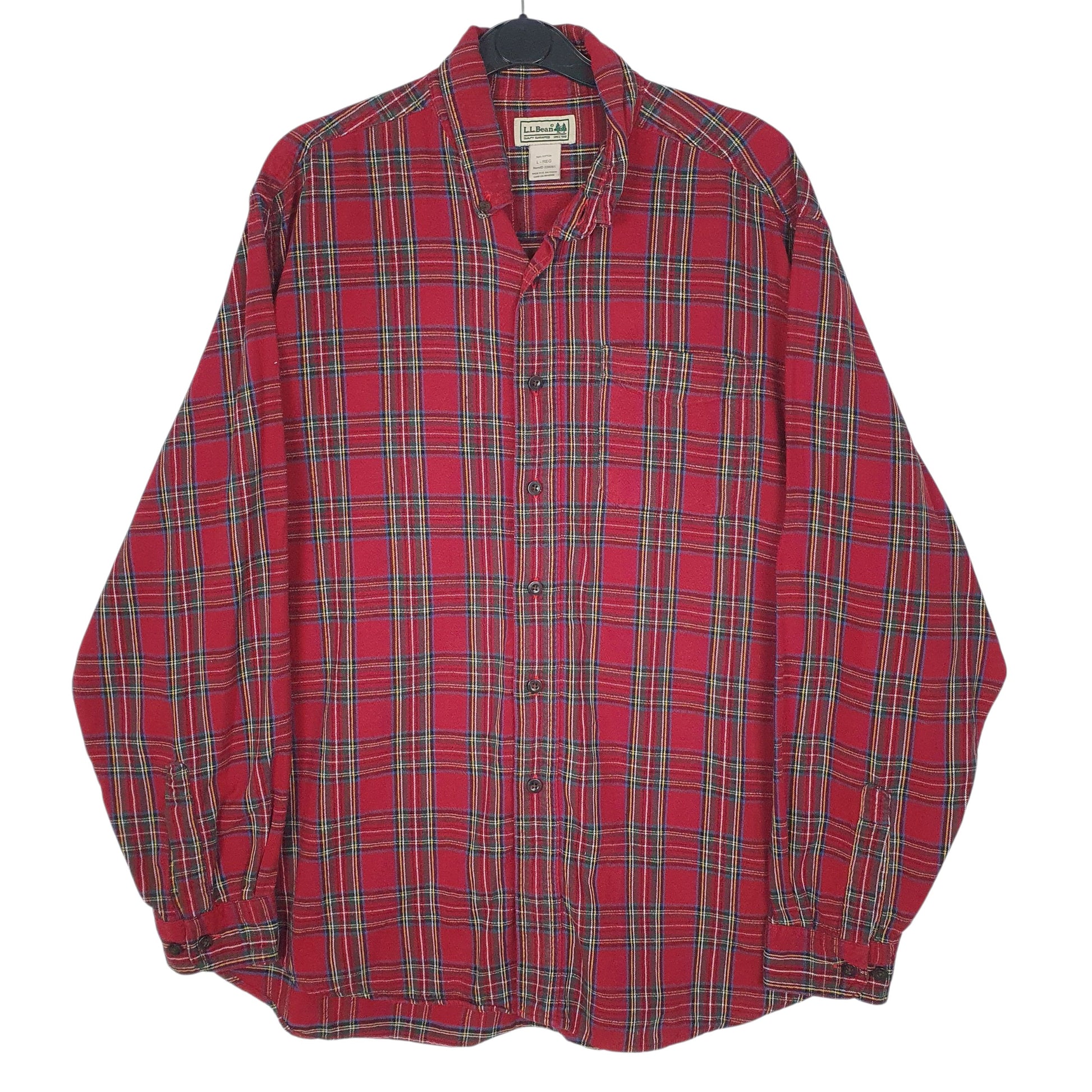 Mens Red L.L.Bean Plaid Flannel Long Sleeve Shirt