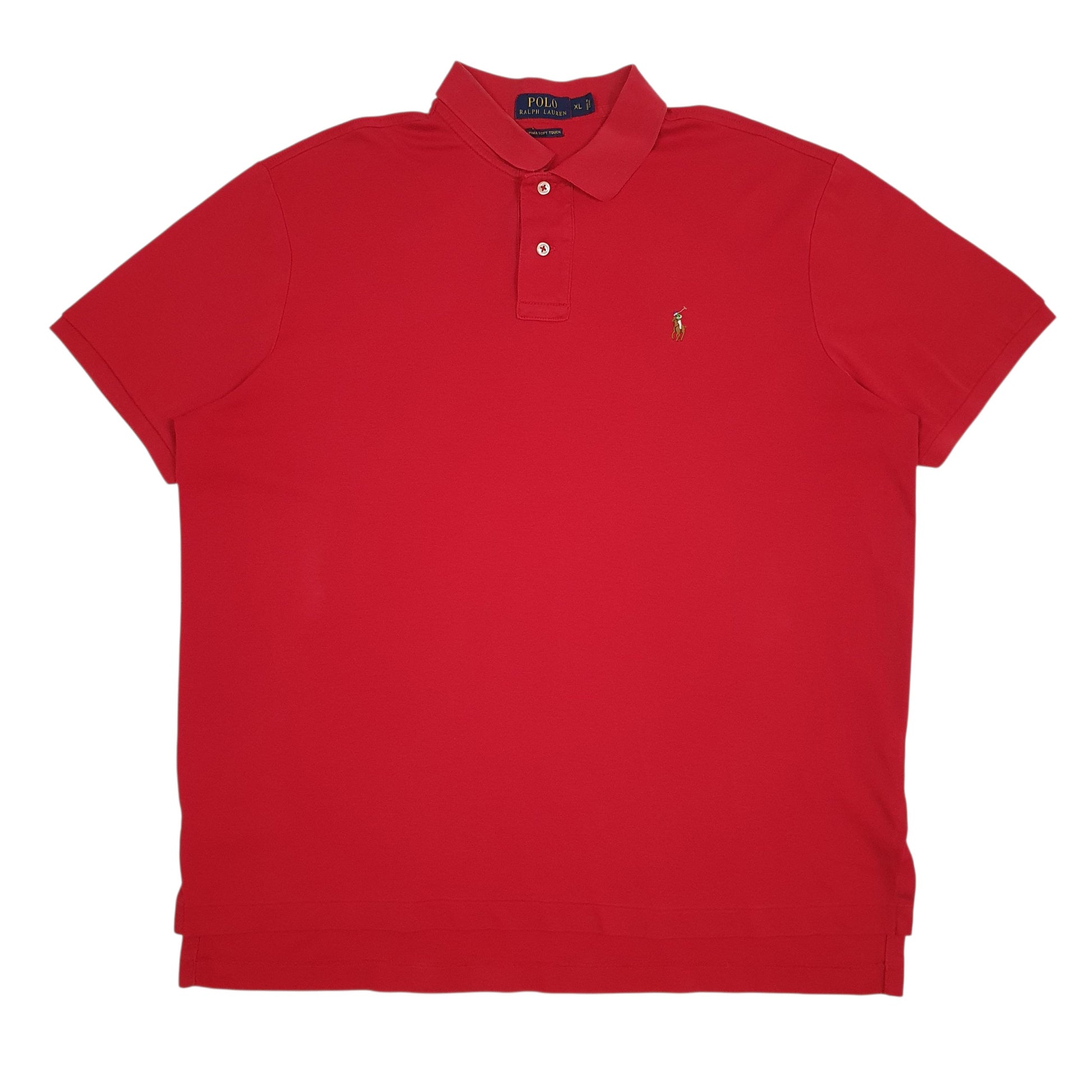 Mens Red Polo Ralph Lauren Pima Soft Touch Short Sleeve Polo Shirt