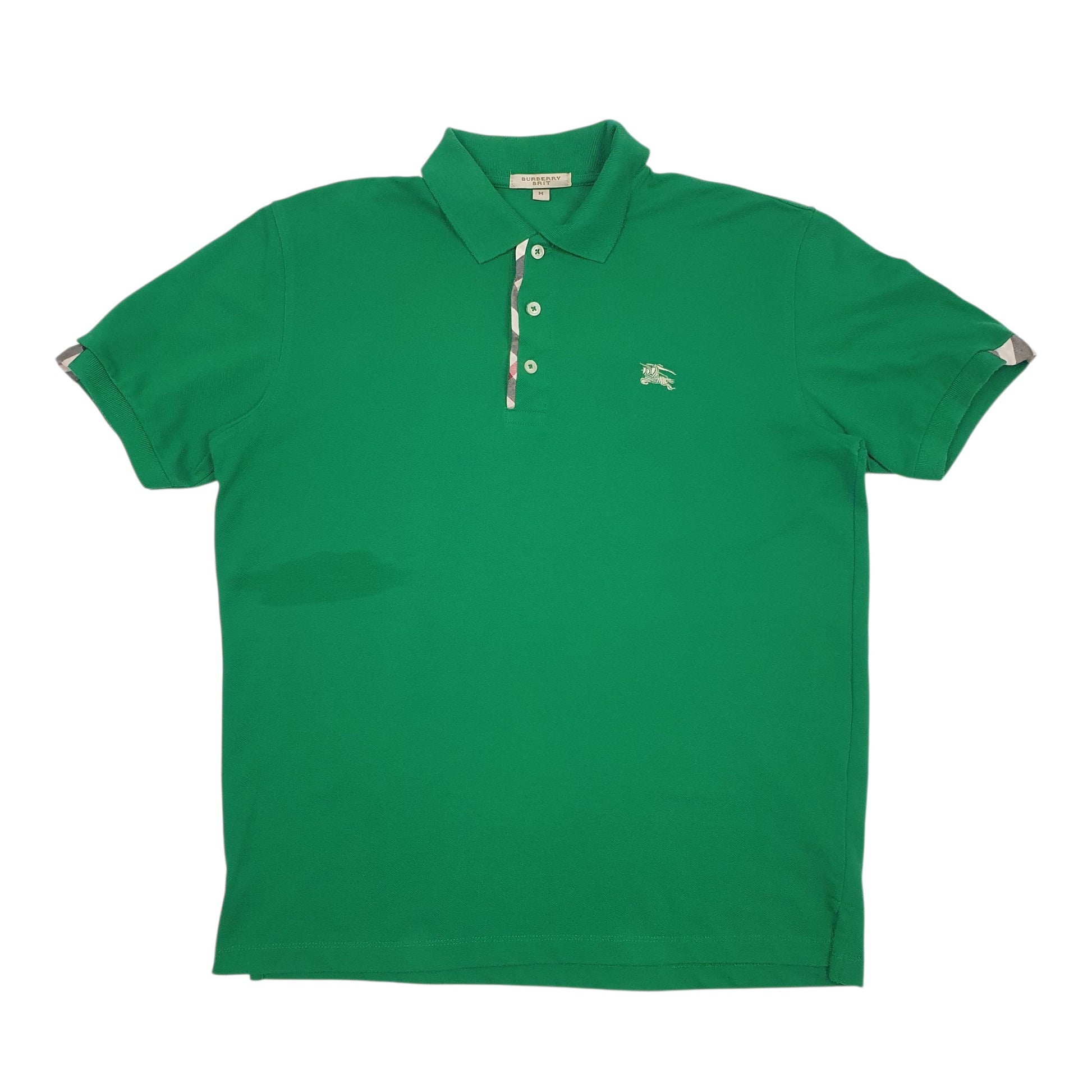 Mens Green Burberry  Short Sleeve Polo Shirt