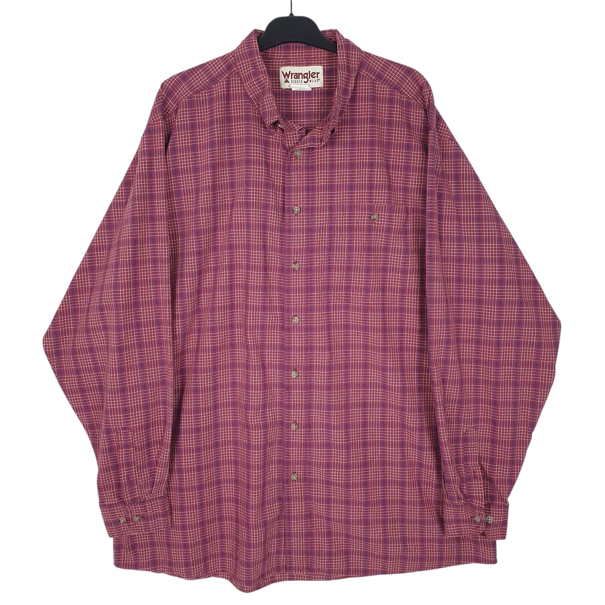 Mens Red Wrangler Rugged Wear Long Sleeve Shirt