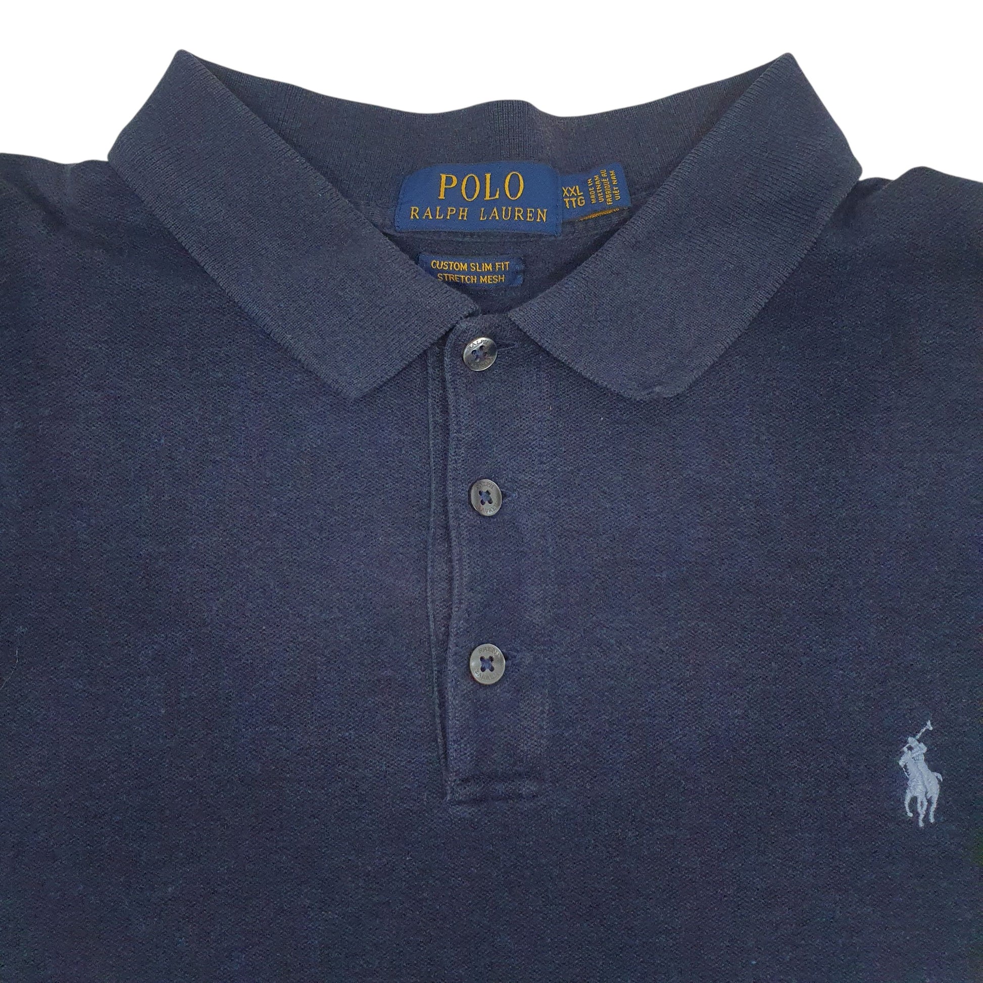 Mens Navy Polo Ralph Lauren Custom Slim Fit  Polo Shirt