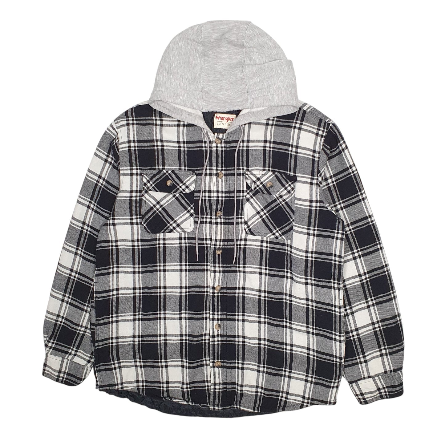 Mens Grey Wrangler Plaid Hoodie  Coat
