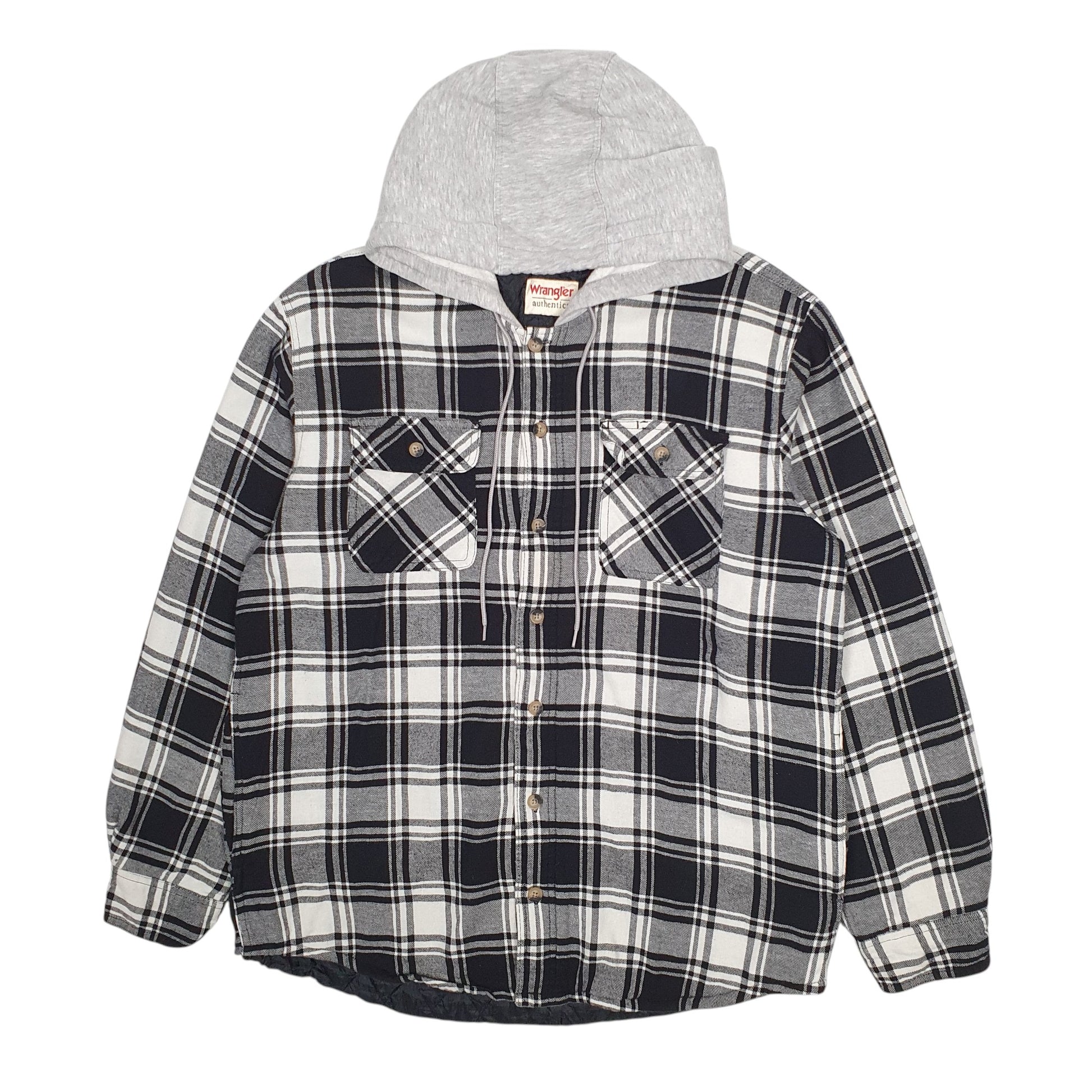 Mens Grey Wrangler Plaid Hoodie  Coat
