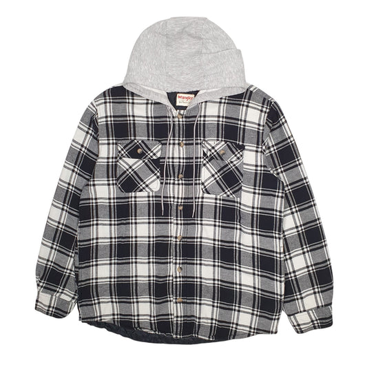 Mens Grey Wrangler Plaid Hoodie  Coat