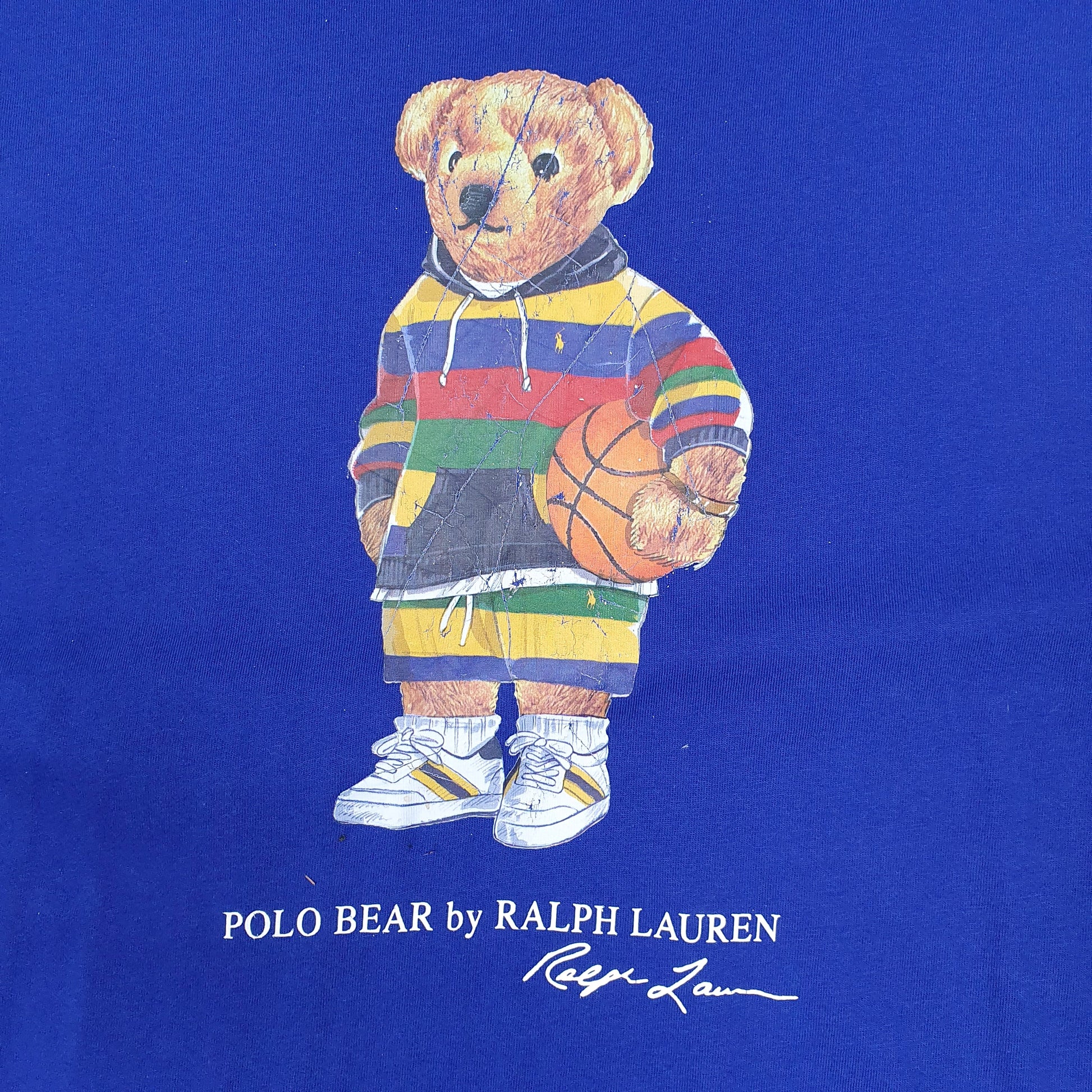 Mens Blue Polo Ralph Lauren Polo Bear Basketball  T Shirt
