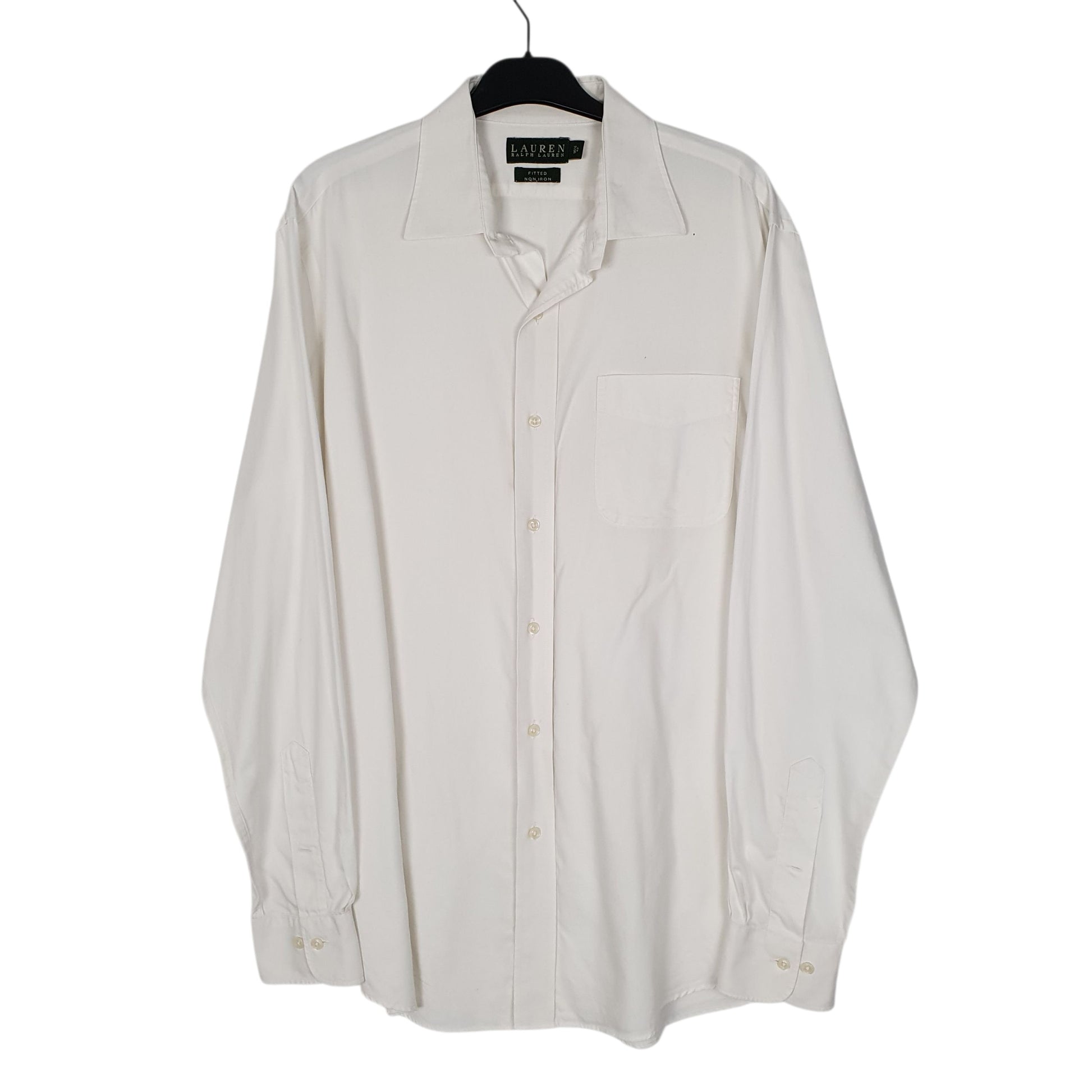 Mens White Ralph Lauren Fitted Non Iron Long Sleeve Shirt