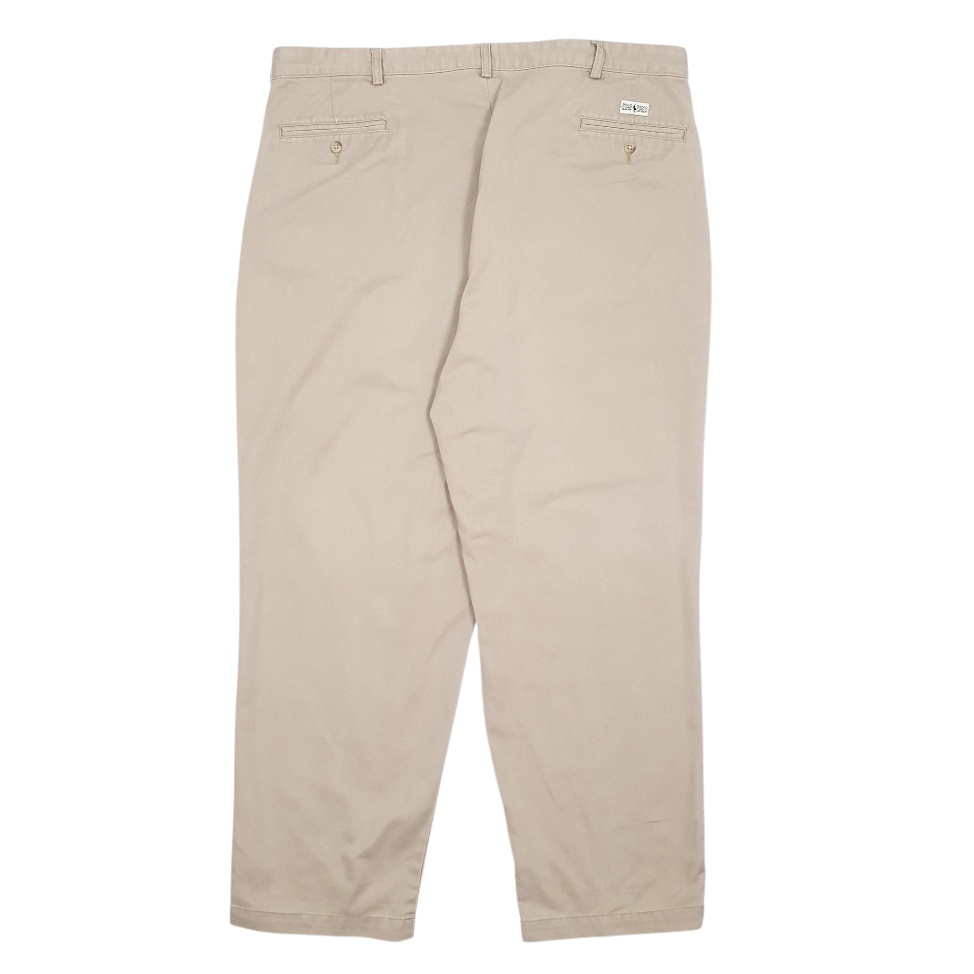 Mens Beige Polo Ralph Lauren Andrew Pant Pleated 90s  Trousers