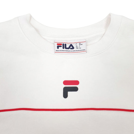 Mens White Fila  Crewneck Jumper